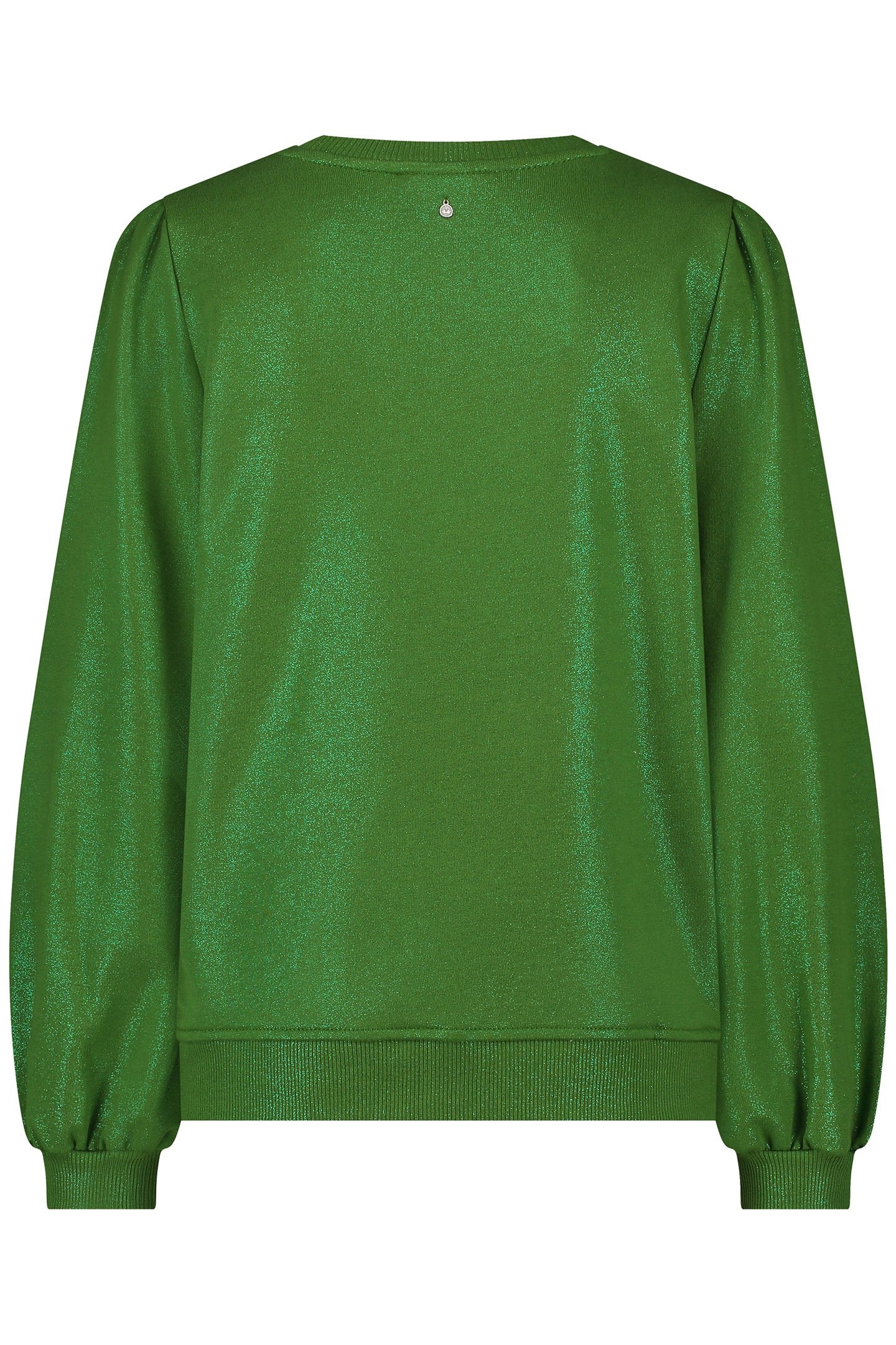 SWEATER PUFF SHOULDER METALLIC LEAF GREEN 2