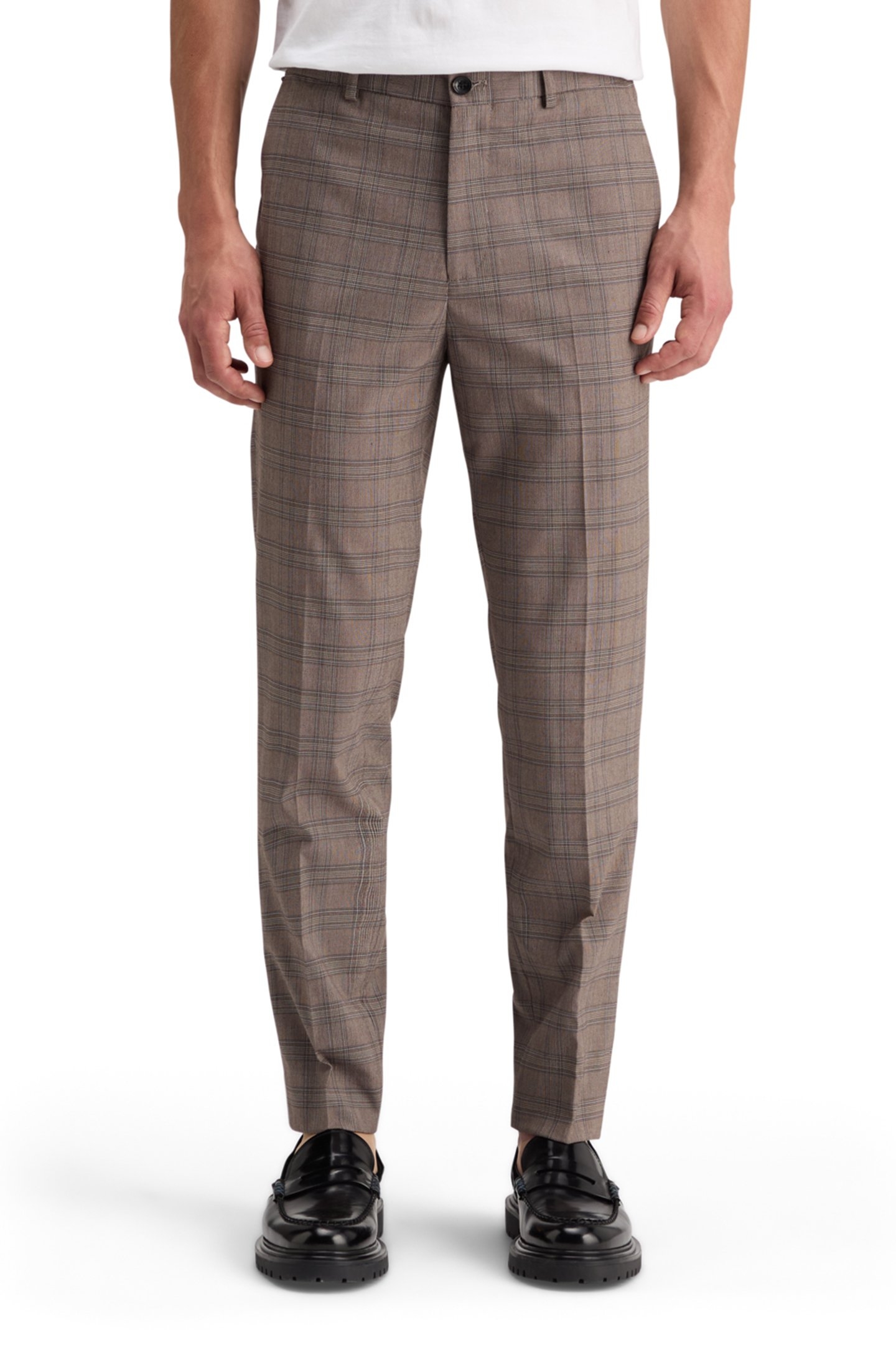 IRVING - CLASSIC YARN-DYED CHINO BROWN ECRU CHECK 1