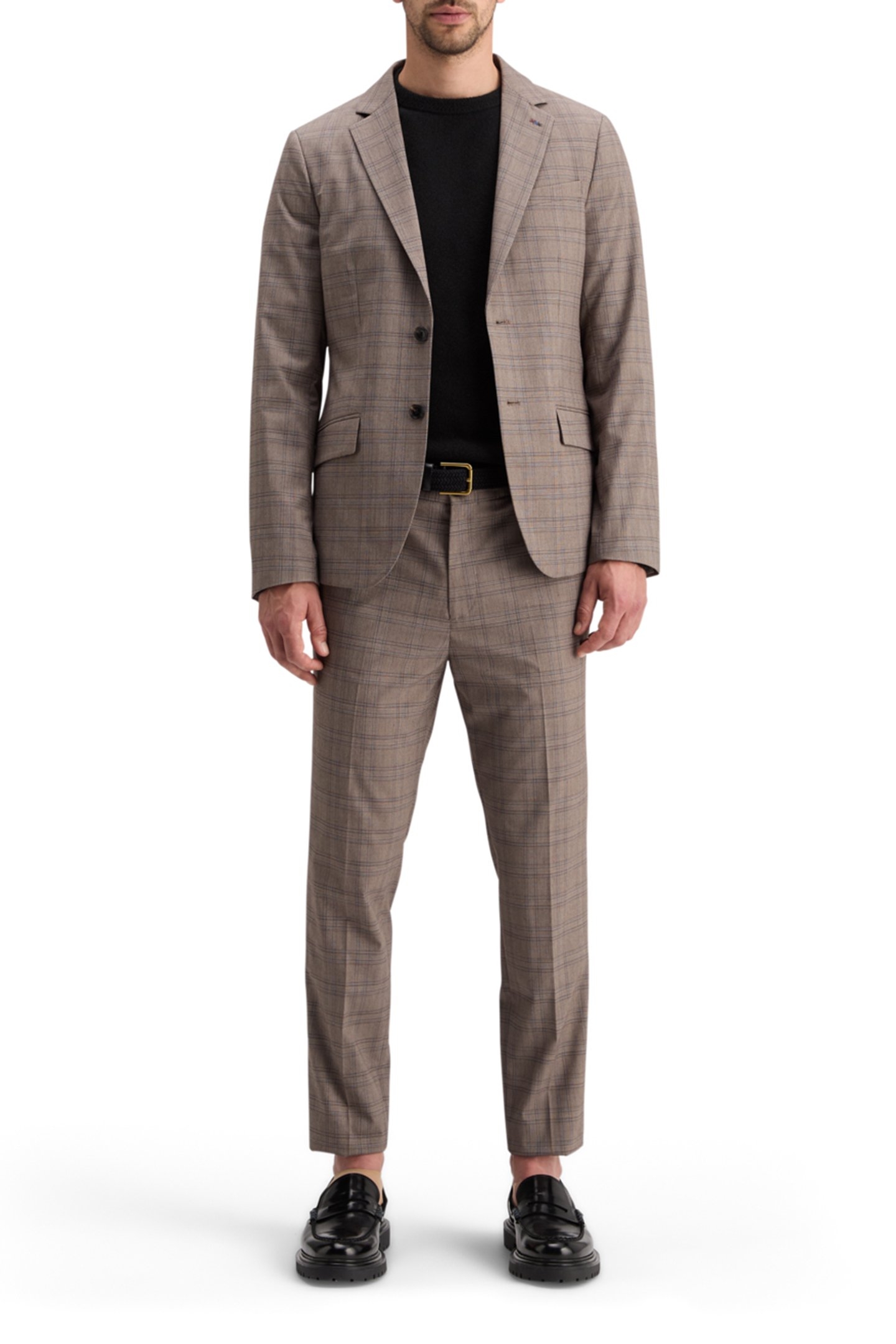 IRVING - CLASSIC YARN-DYED CHINO BROWN ECRU CHECK 6