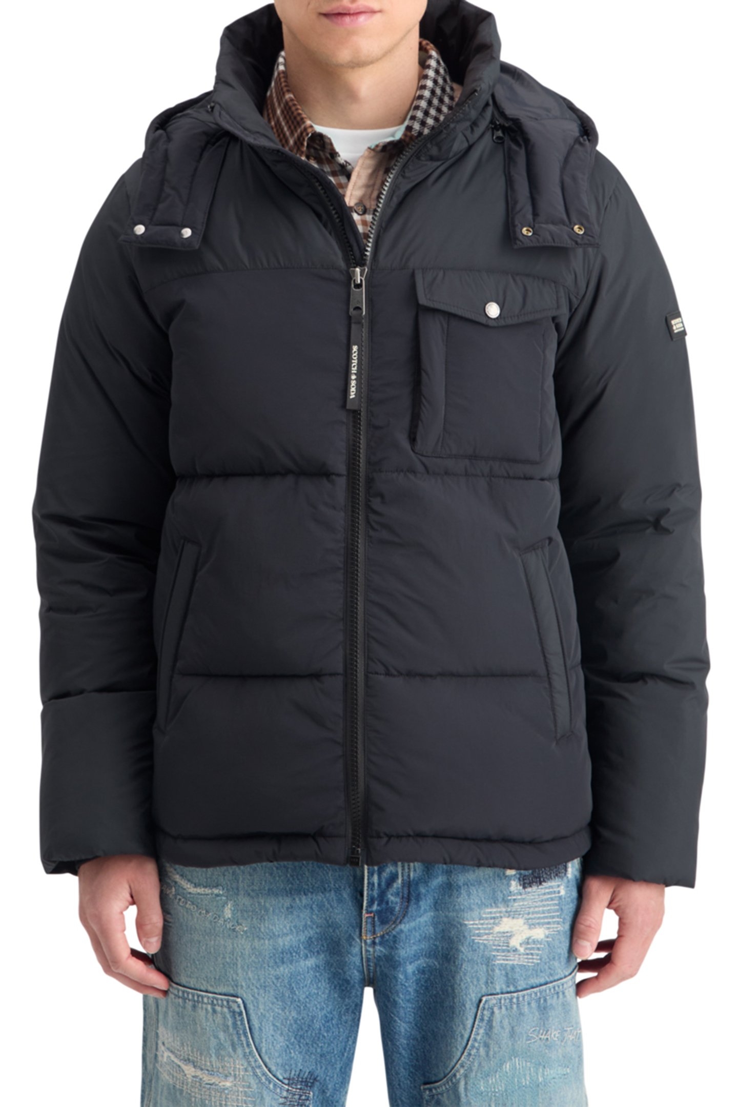 HOODED PUFFER JACKET BLACK 1
