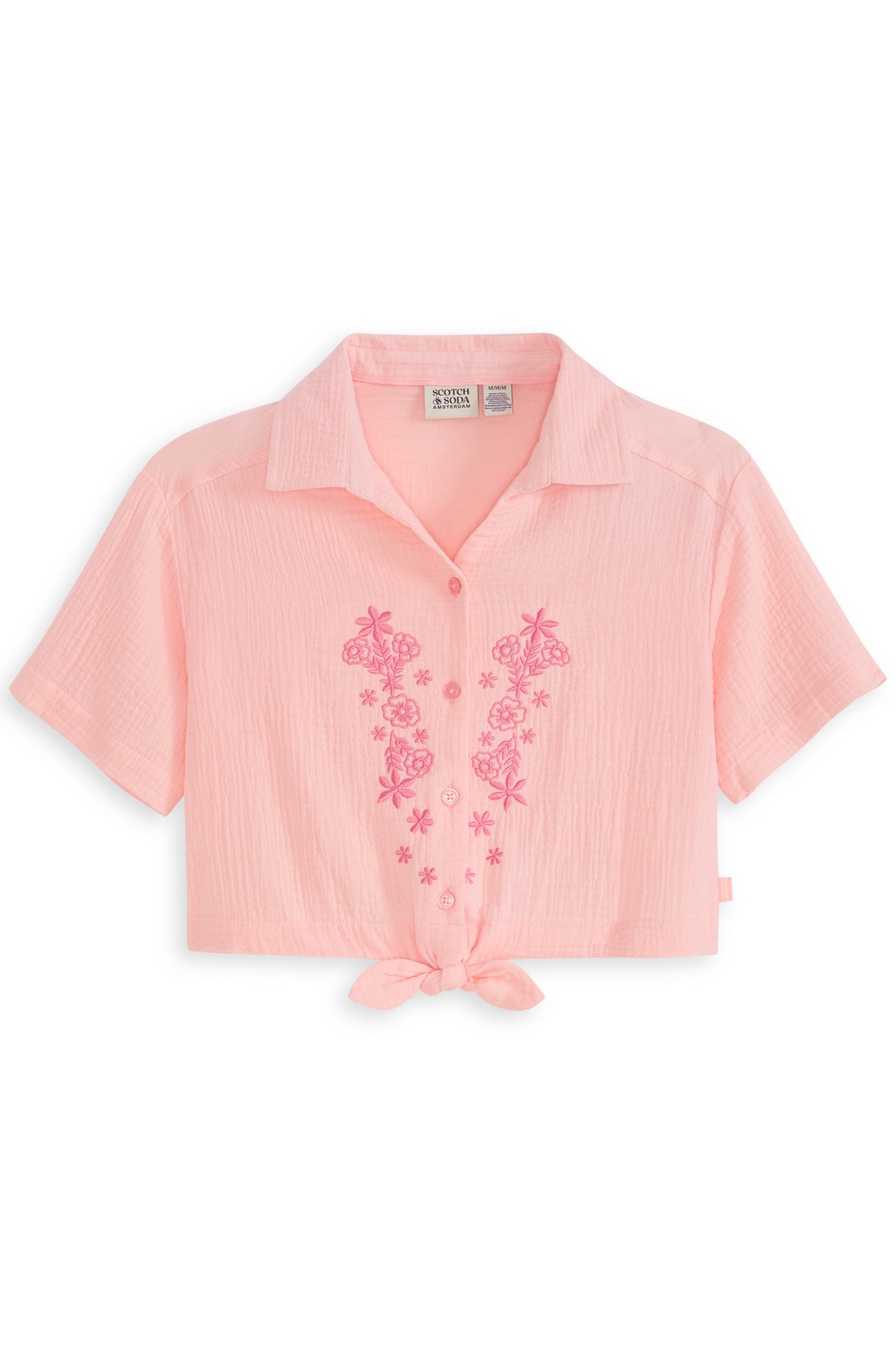 GIRLS S&S GIRLS FLOWY KNOTTED SS SHIRT LT PASTEL PINK 1