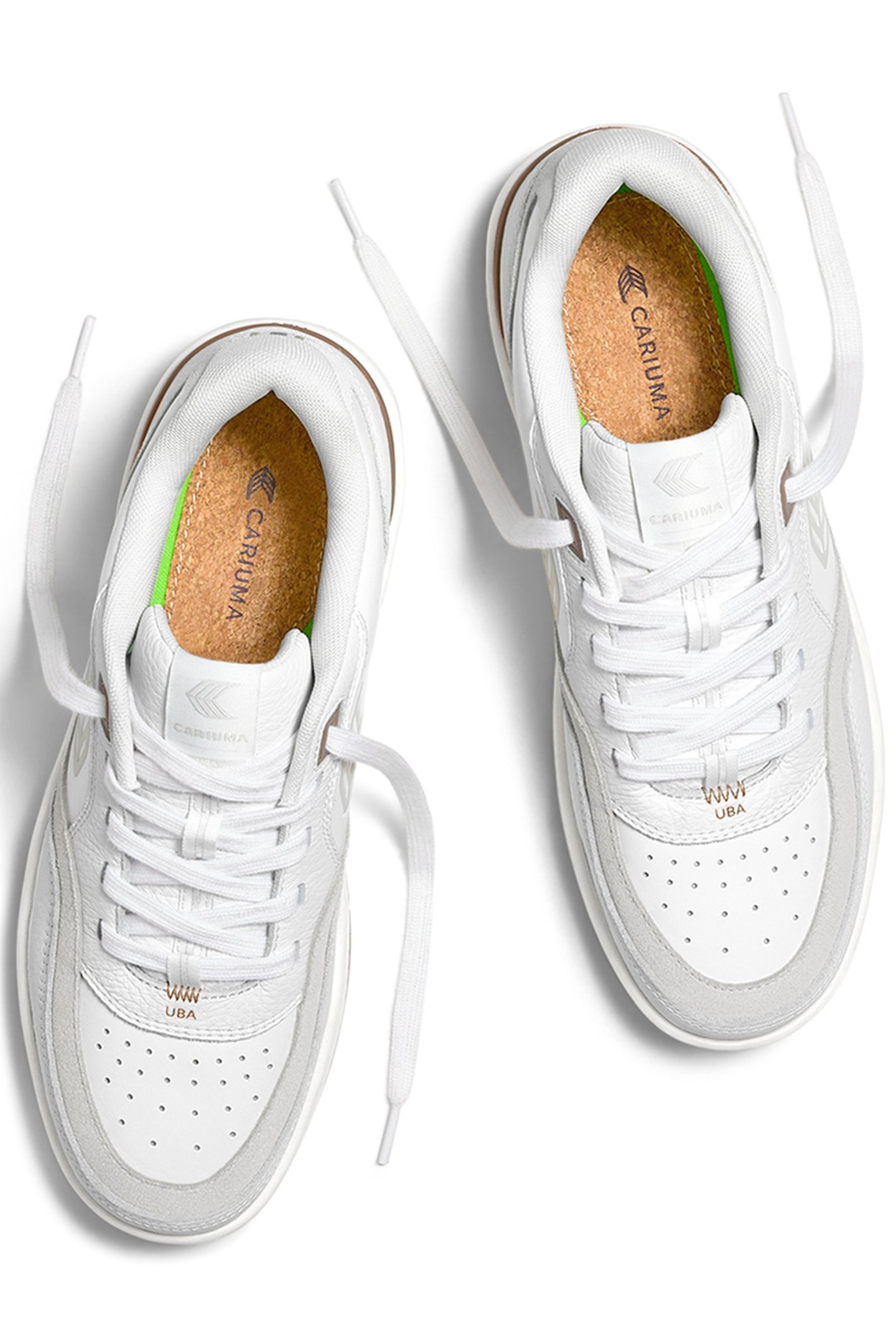 UBA WHITE LEATHER SMOKE WHITE SUEDE ICE LOGO SNEAKER 3