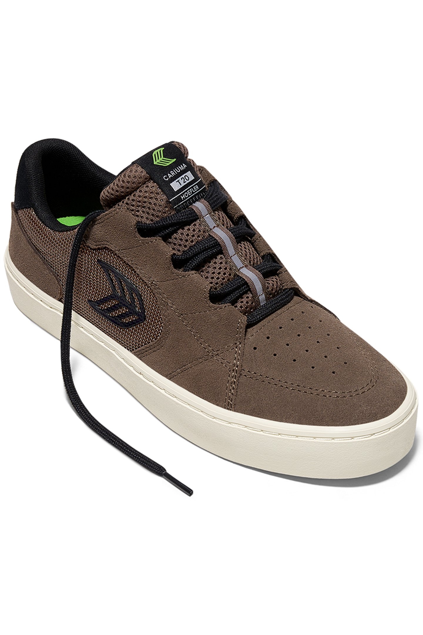 T20 PRO DARK KHAKI SUEDE AND MESH BLACK LOGO SNEAKER 2