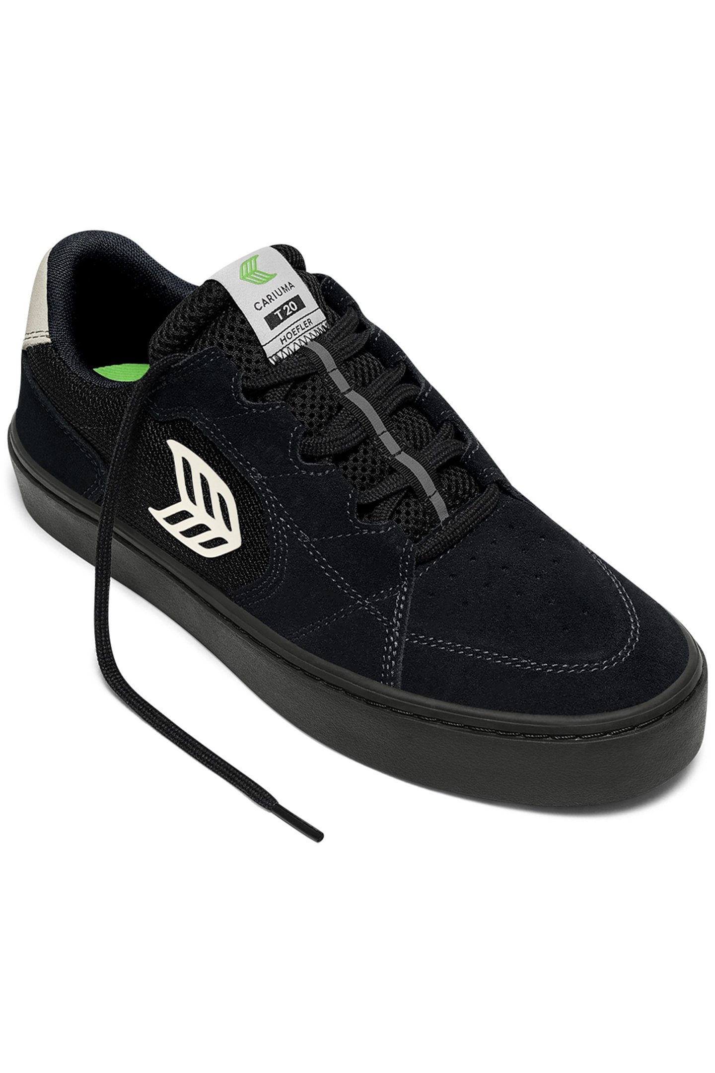 T20 PRO ALL BLACK SUEDE AND MESH IVORY LOGO SNEAKER 2