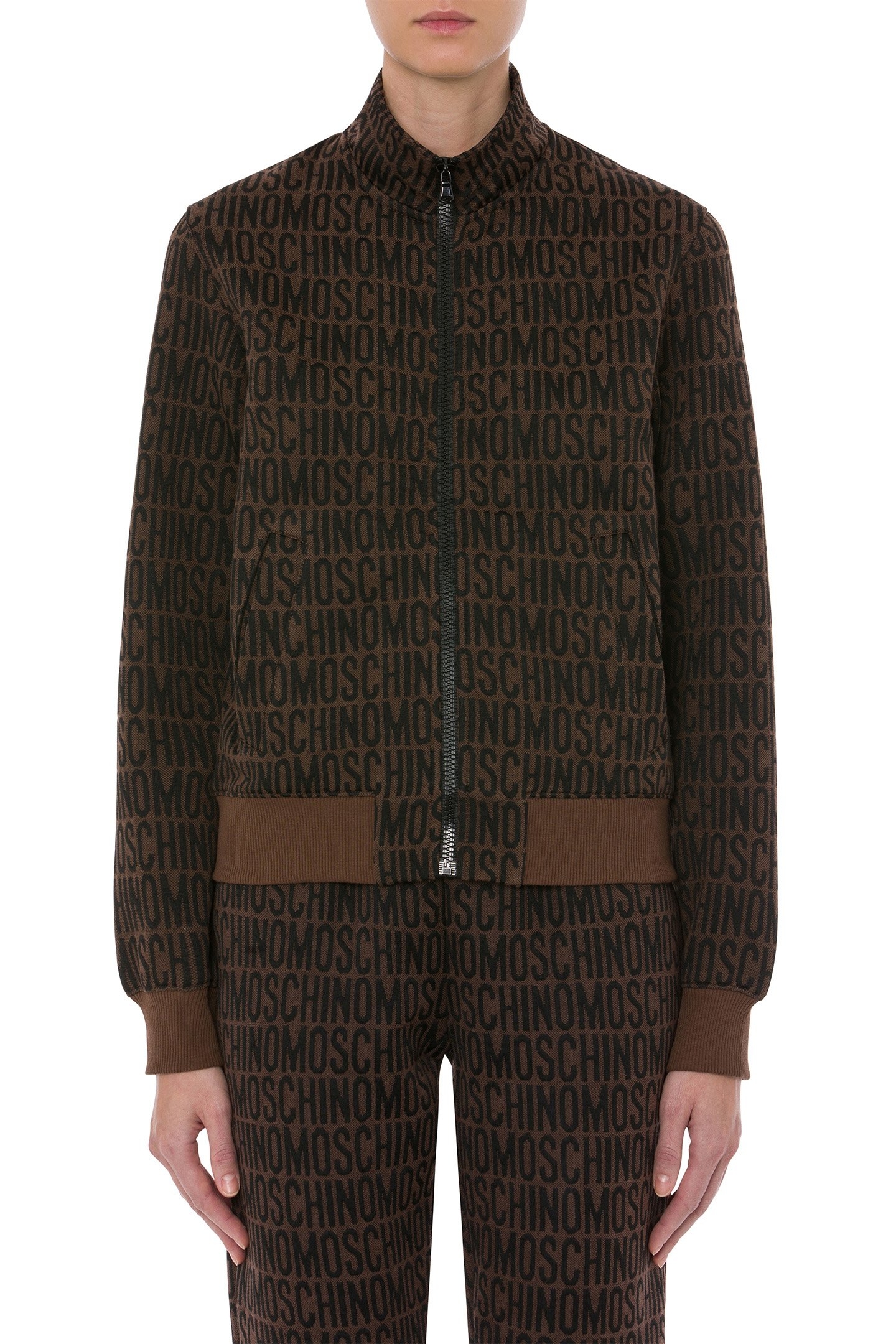 ALLOVER LOGO CROPPED SWEATSHIRT BROWN 1