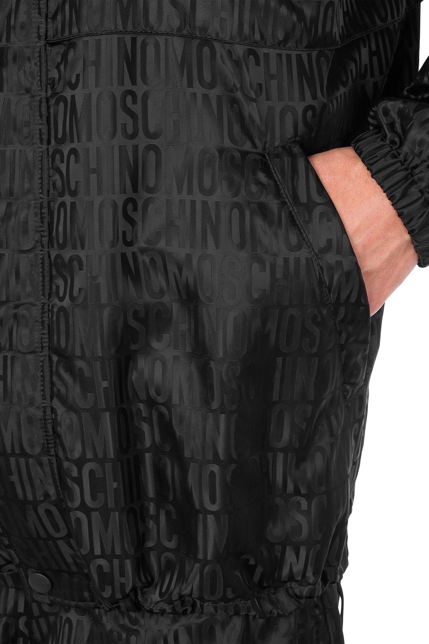 WINDBREAKER IN NYLON JACQUARD ALLOVER LOGO BLACK 4