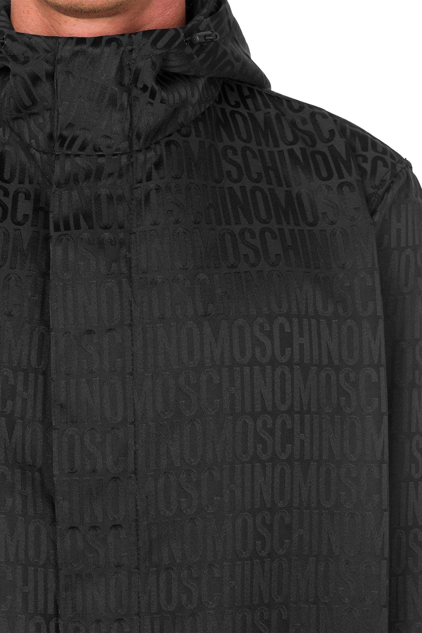 ALLOVER LOGO JACQUARD NYLON COAT BLACK 4