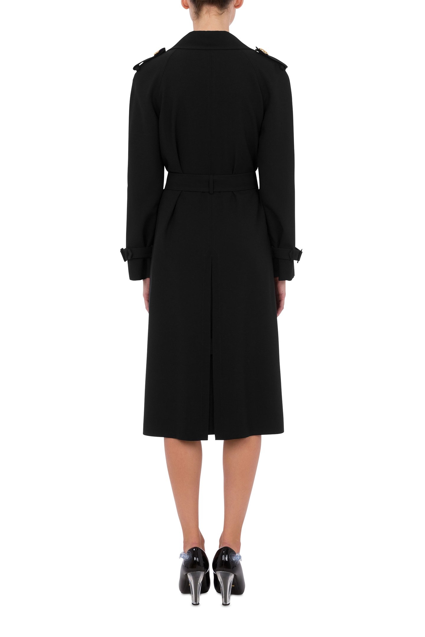 ENVER SATIN TRENCH COAT HEART BUTTONS BLACK 2