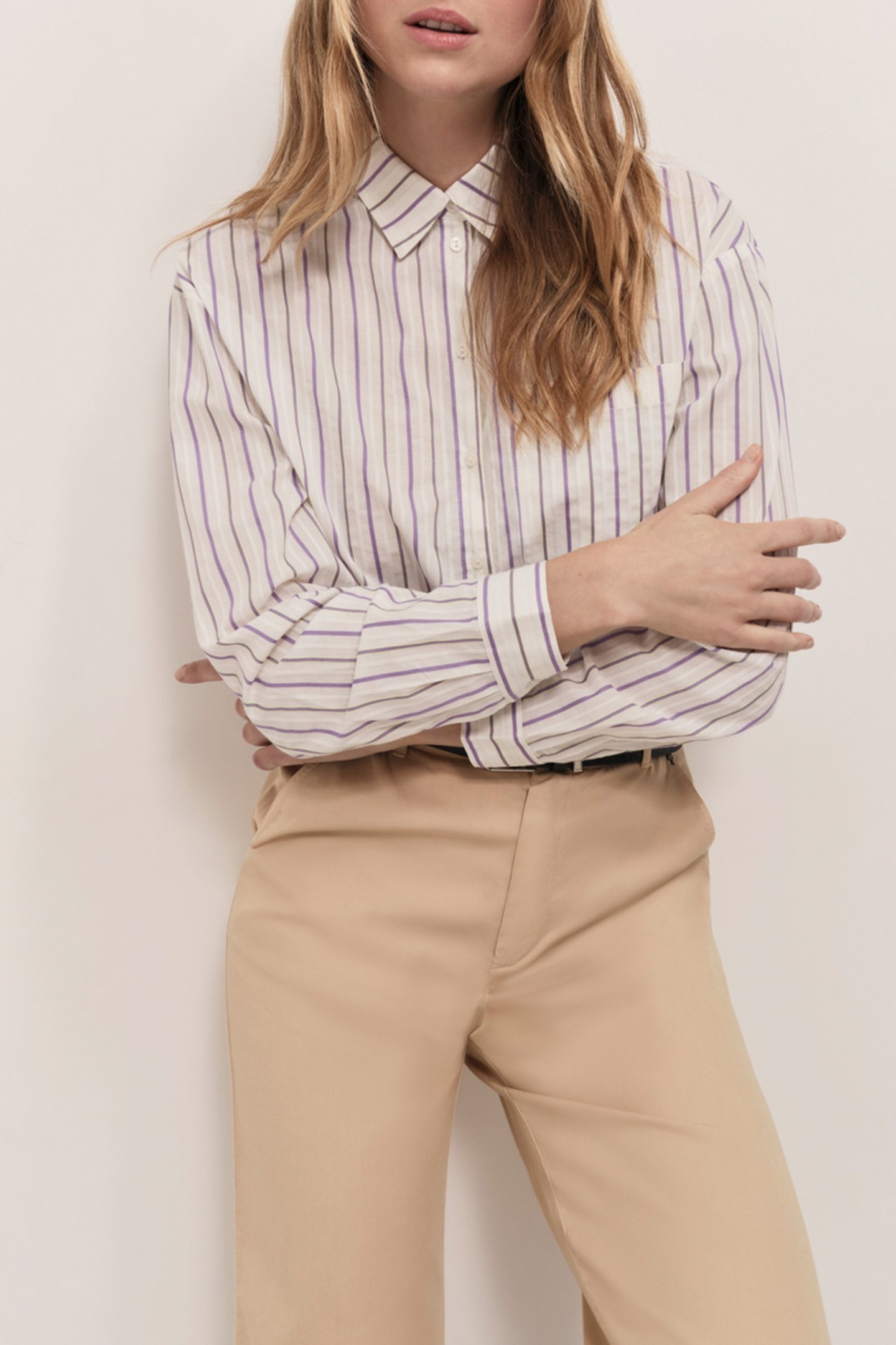 CELESTE - WISTERIA STRIPES ECRU POPLIN SHIRT 4