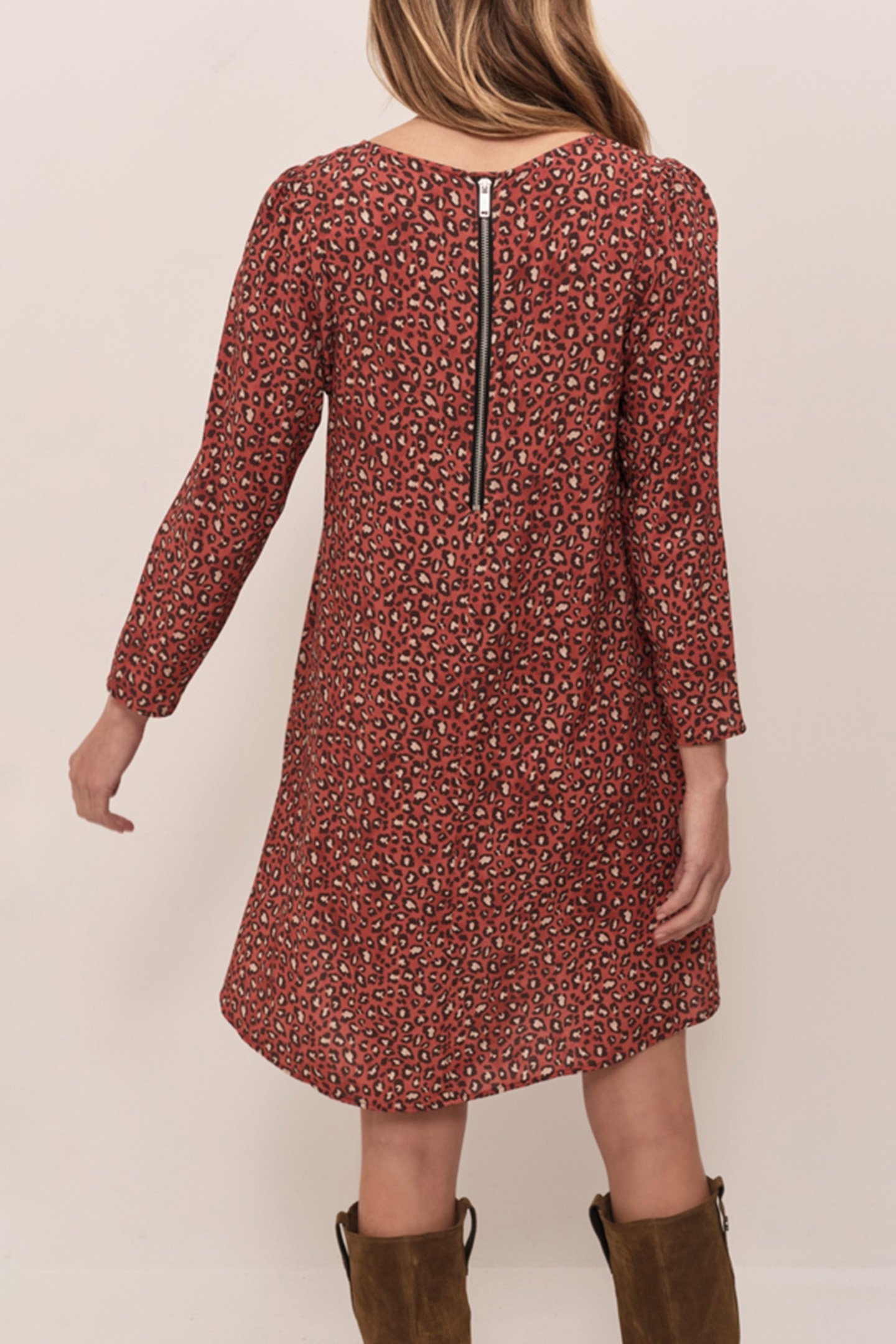 RIOM - PUMPKIN DRESS WITH WINTER SAFARI PRINT 2