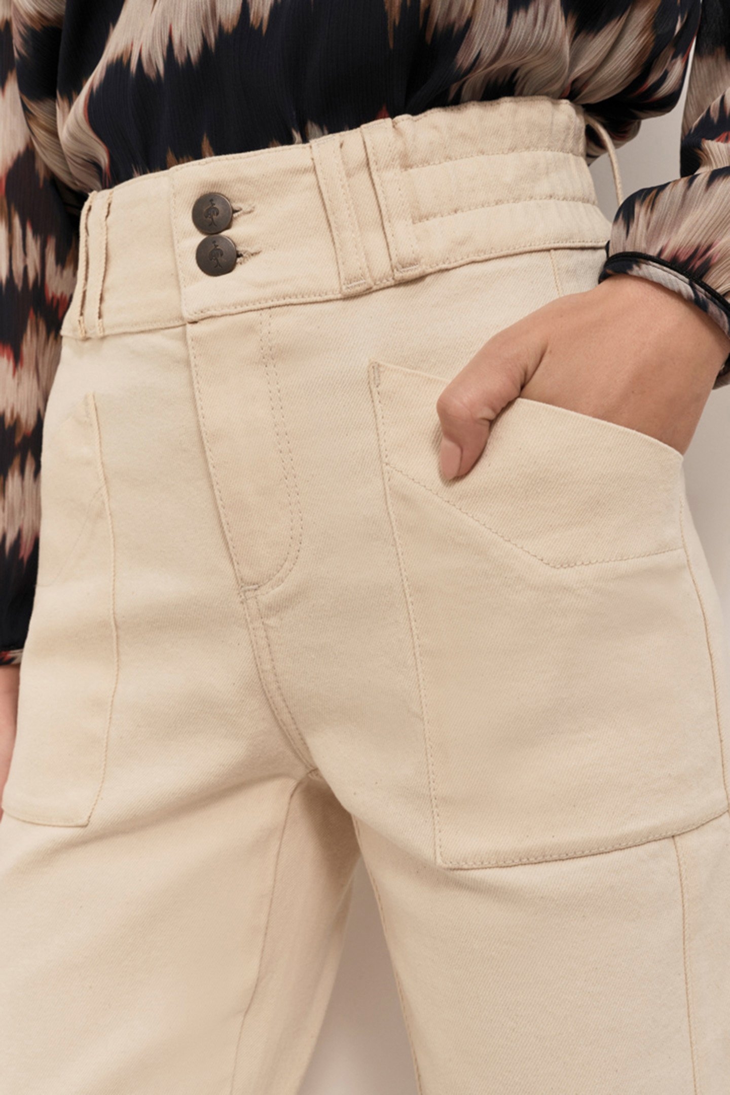 LE CALY - ECRU 7/8 BATTLE JEANS 6