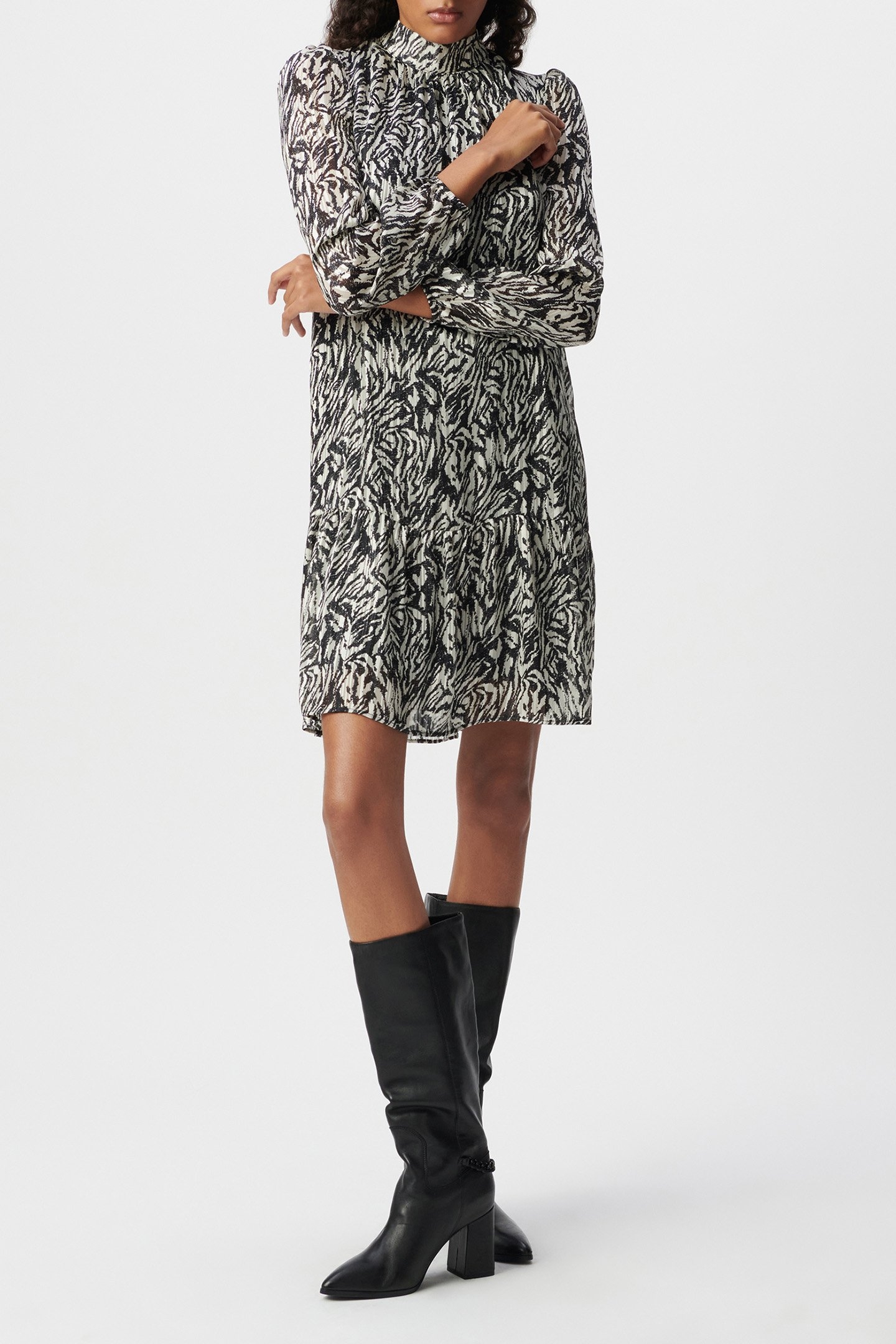 IVORY LUREX ZEBRA PRINT DRESS 5