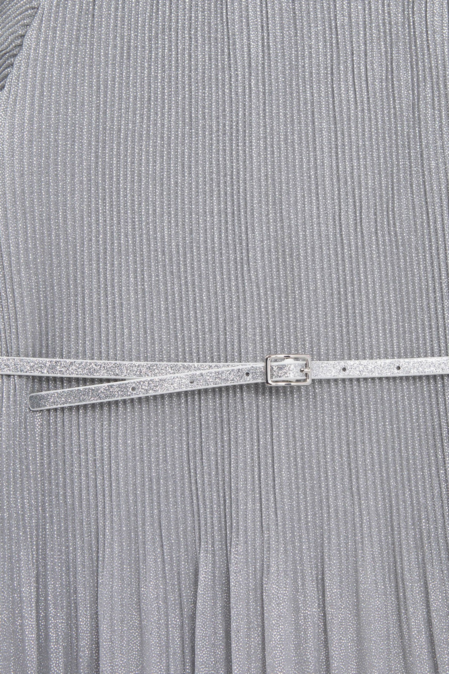 SILVERY PLEATED DRESS WITH EMBROIDERED SHOULDERS 7