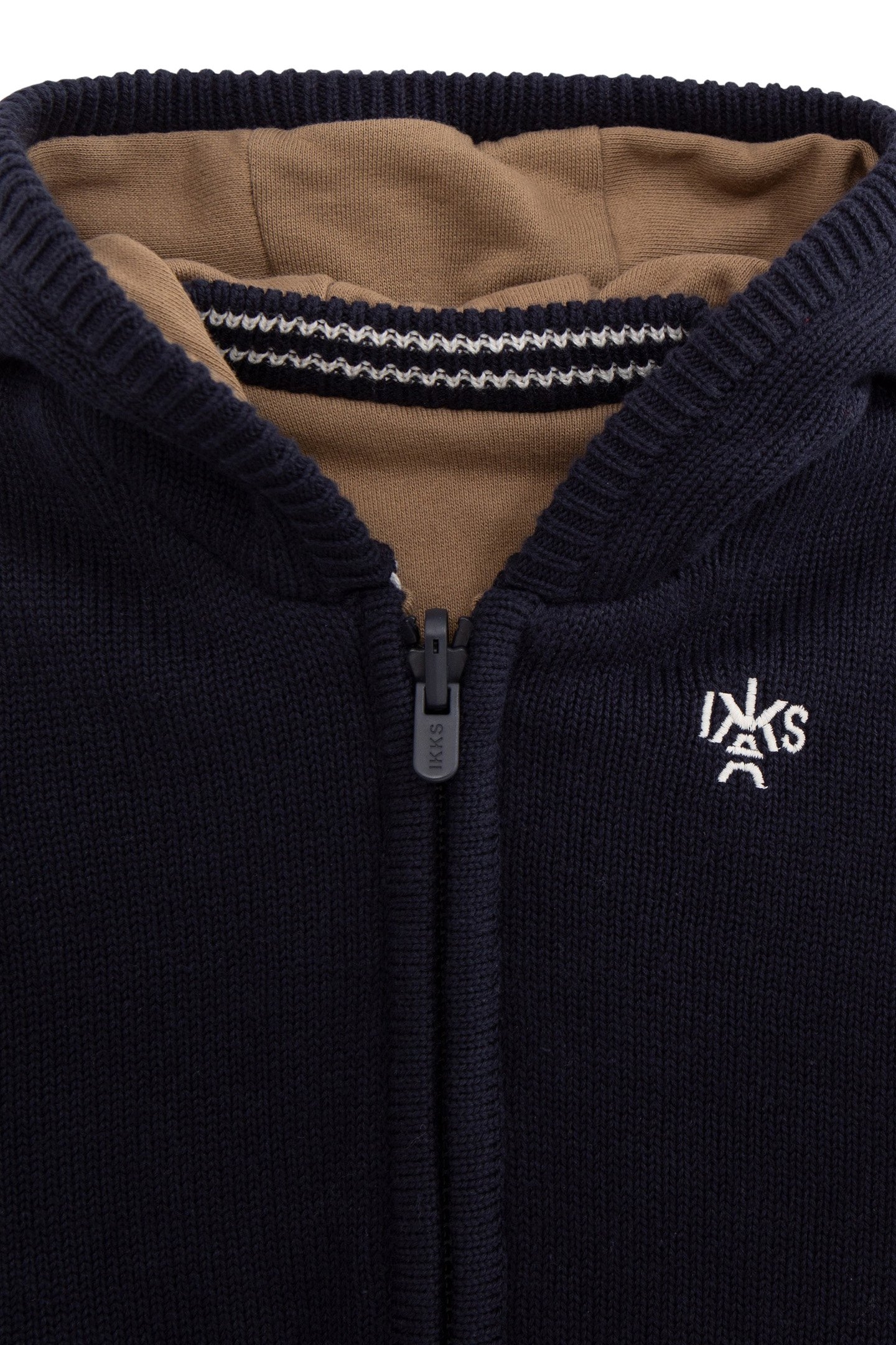 BABY BOY REVERSIBLE CAMEL AND NAVY CARDIGAN 8