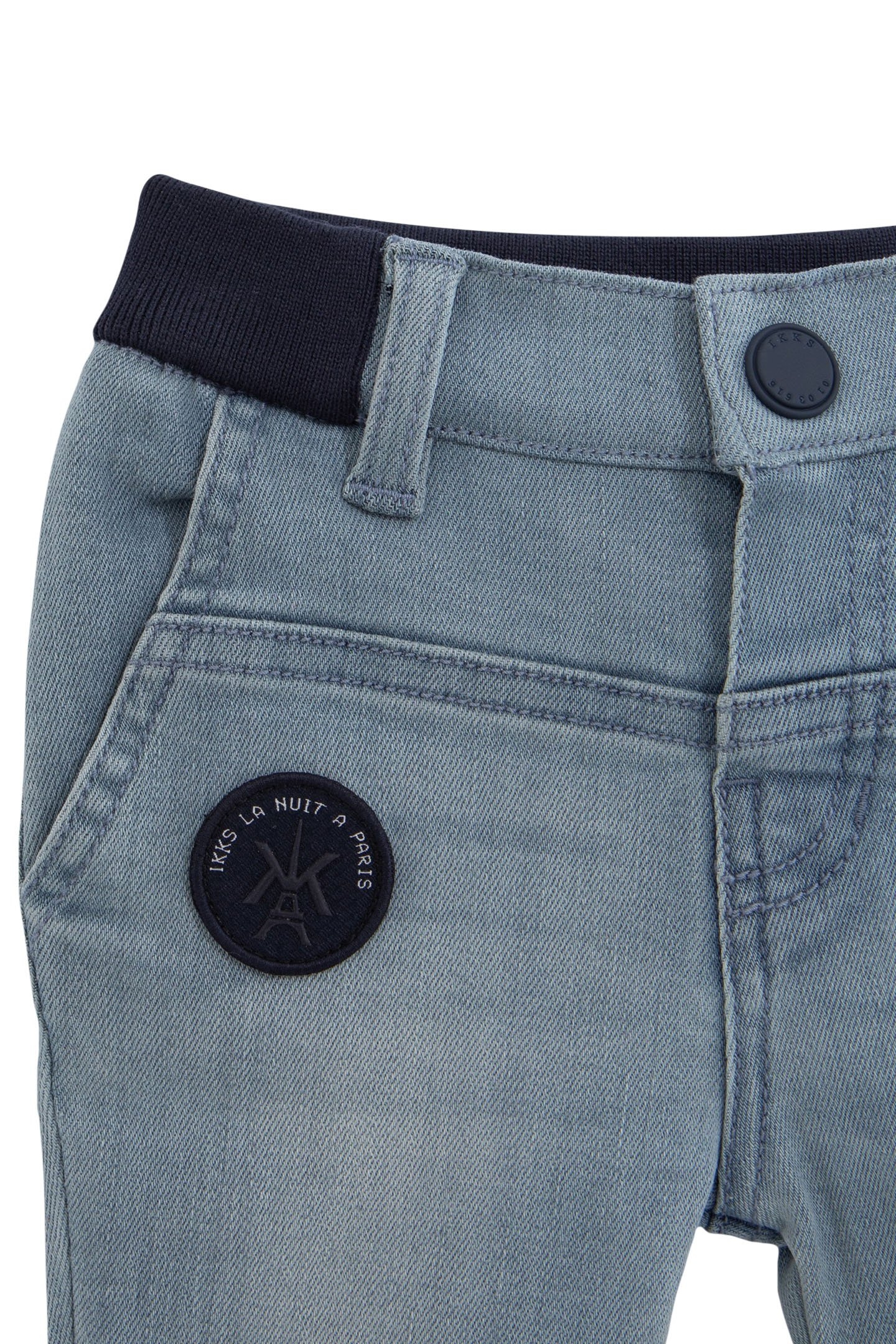 BABY BOY BLUE WASHED JEANS WITH RIBBED WAISTBAND 3