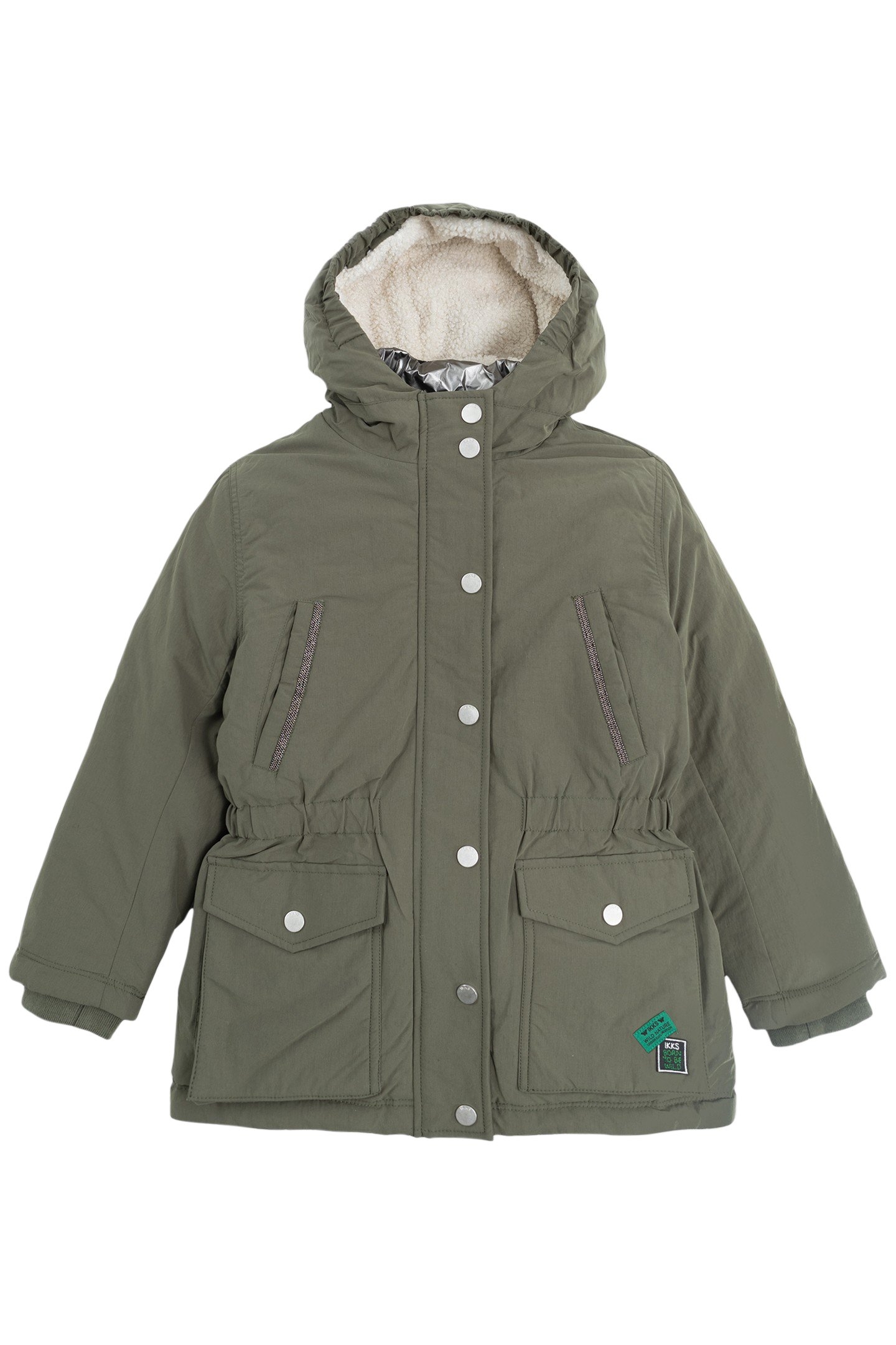 GIRL'S 3-IN-1 KHAKI PARKA WITH SILVER QUILTED DOWN JACKET 1