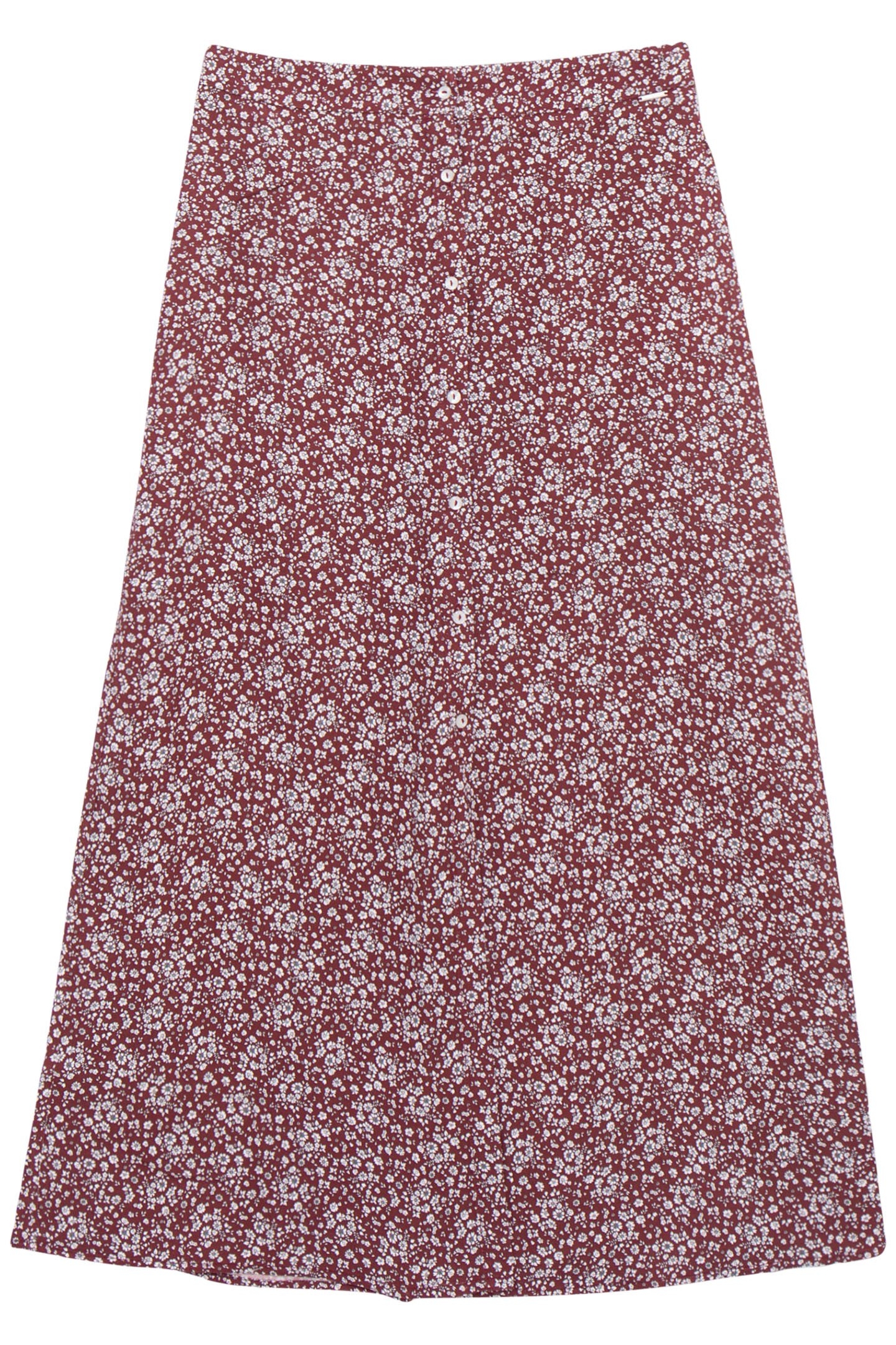GIRLS' BURGUNDY MICRO FLORAL PRINT LONG SKIRT 1