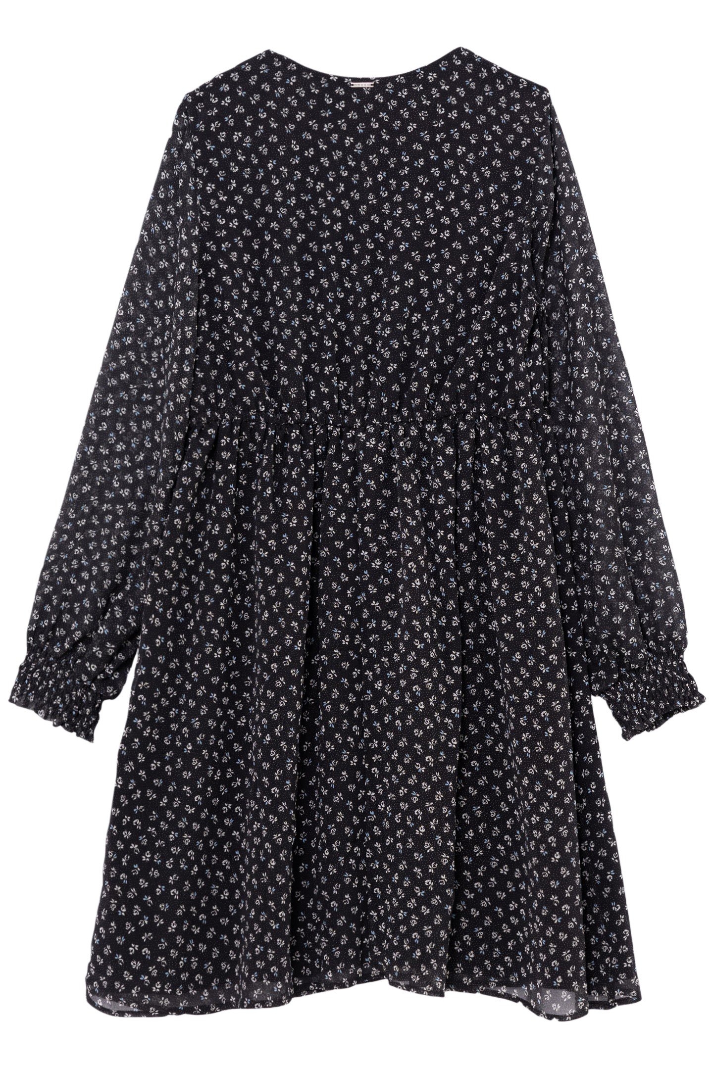 GIRL'S BLACK FLORAL-PRINT MICRO-POIS DRESS 2