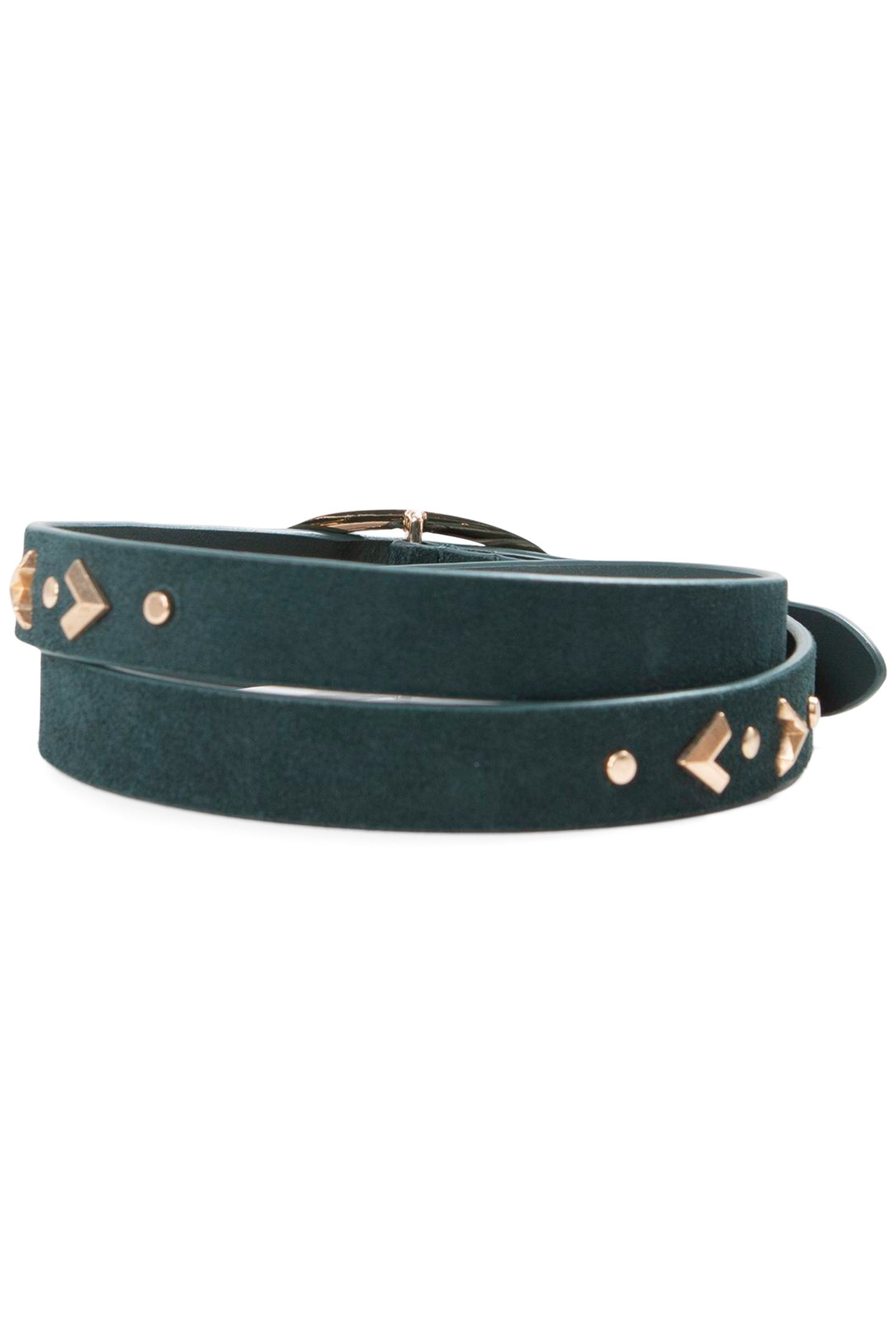 NIGHT GREEN STUDDED SUEDE BELT 2