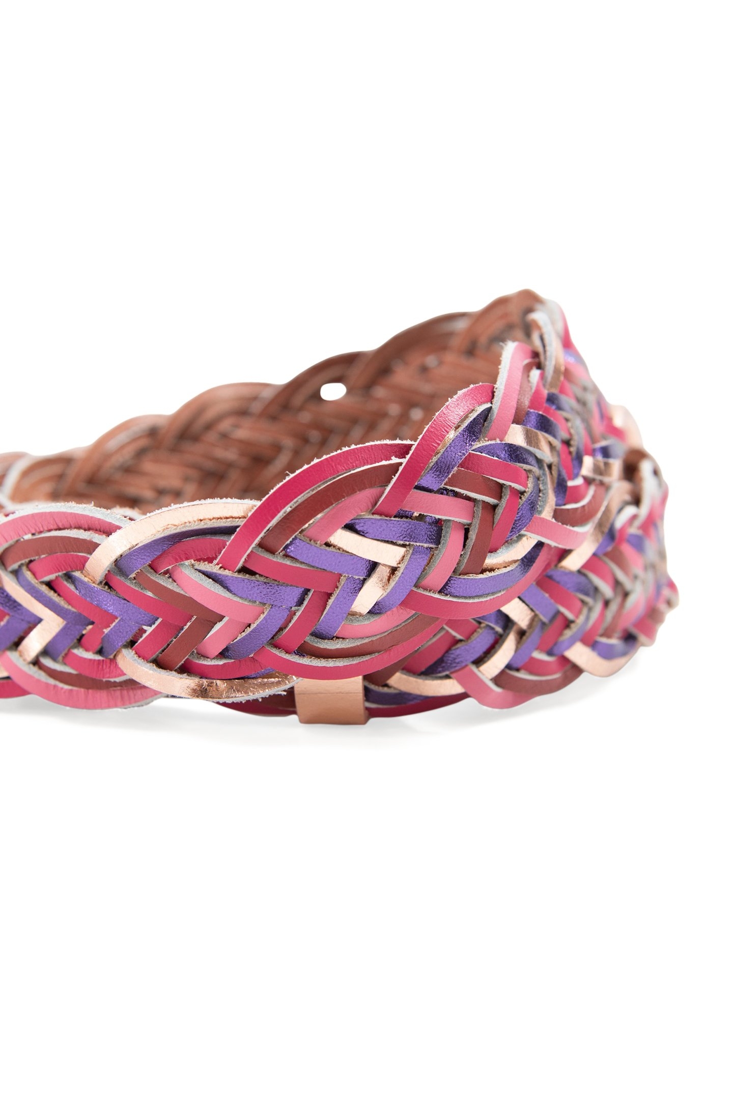 DARK PURPLE BRAIDED LEATHER BELT 4