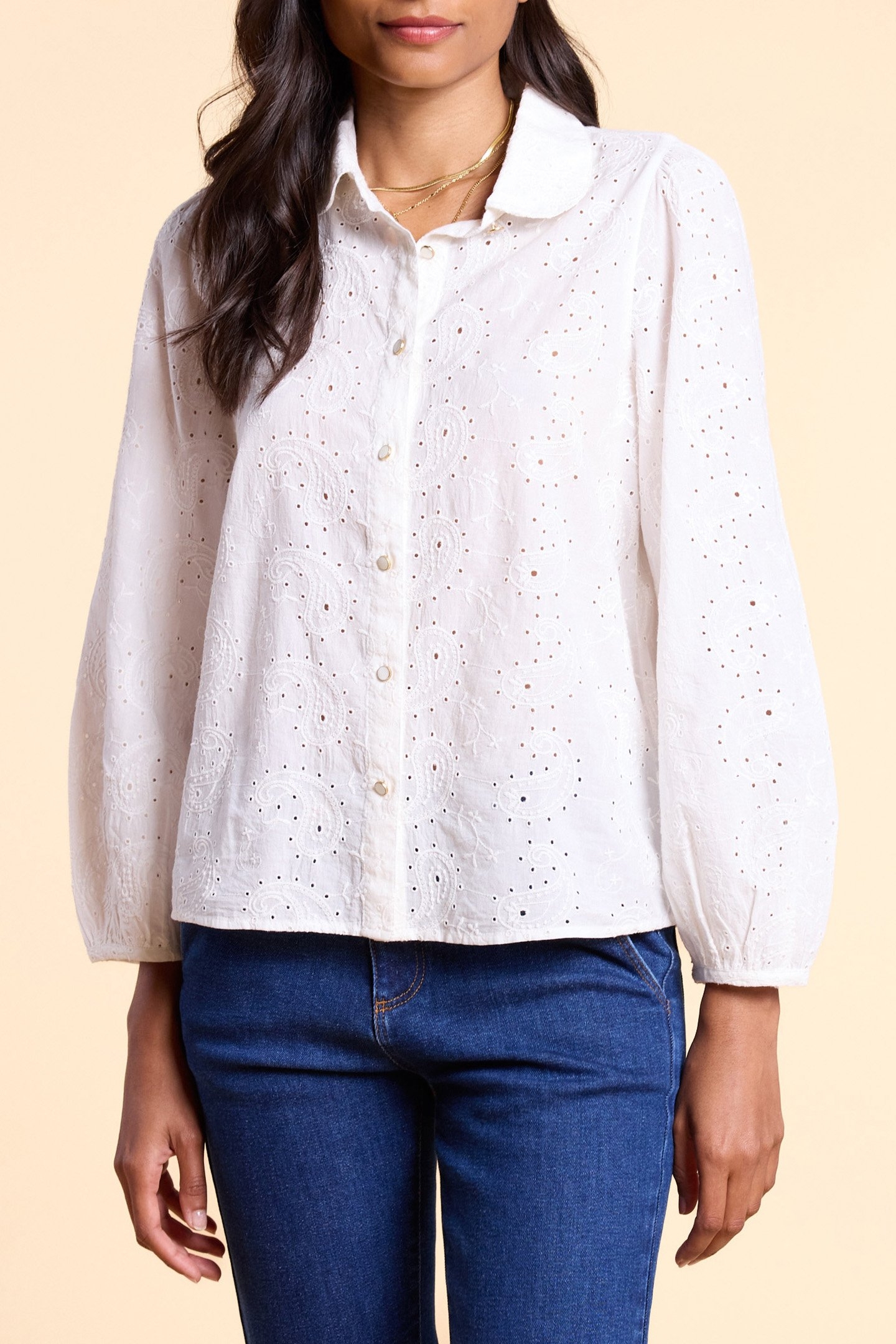 ECRU ENGLISH EMBROIDERY SHIRT 1