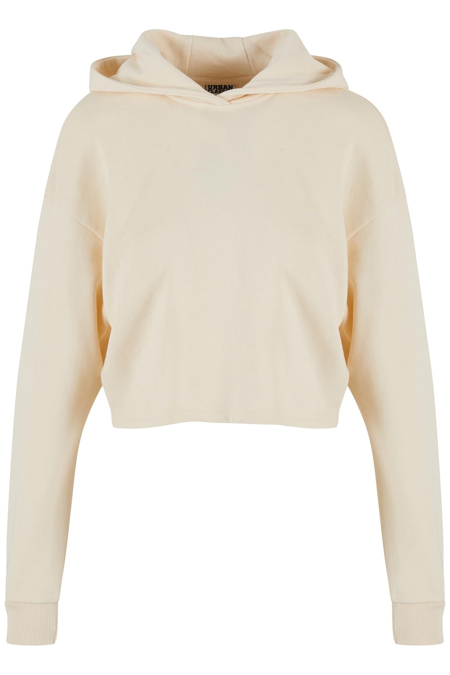 LADIES OVERSIZED CROPPED LIGHT TERRY HOODIE WHITESAND 1