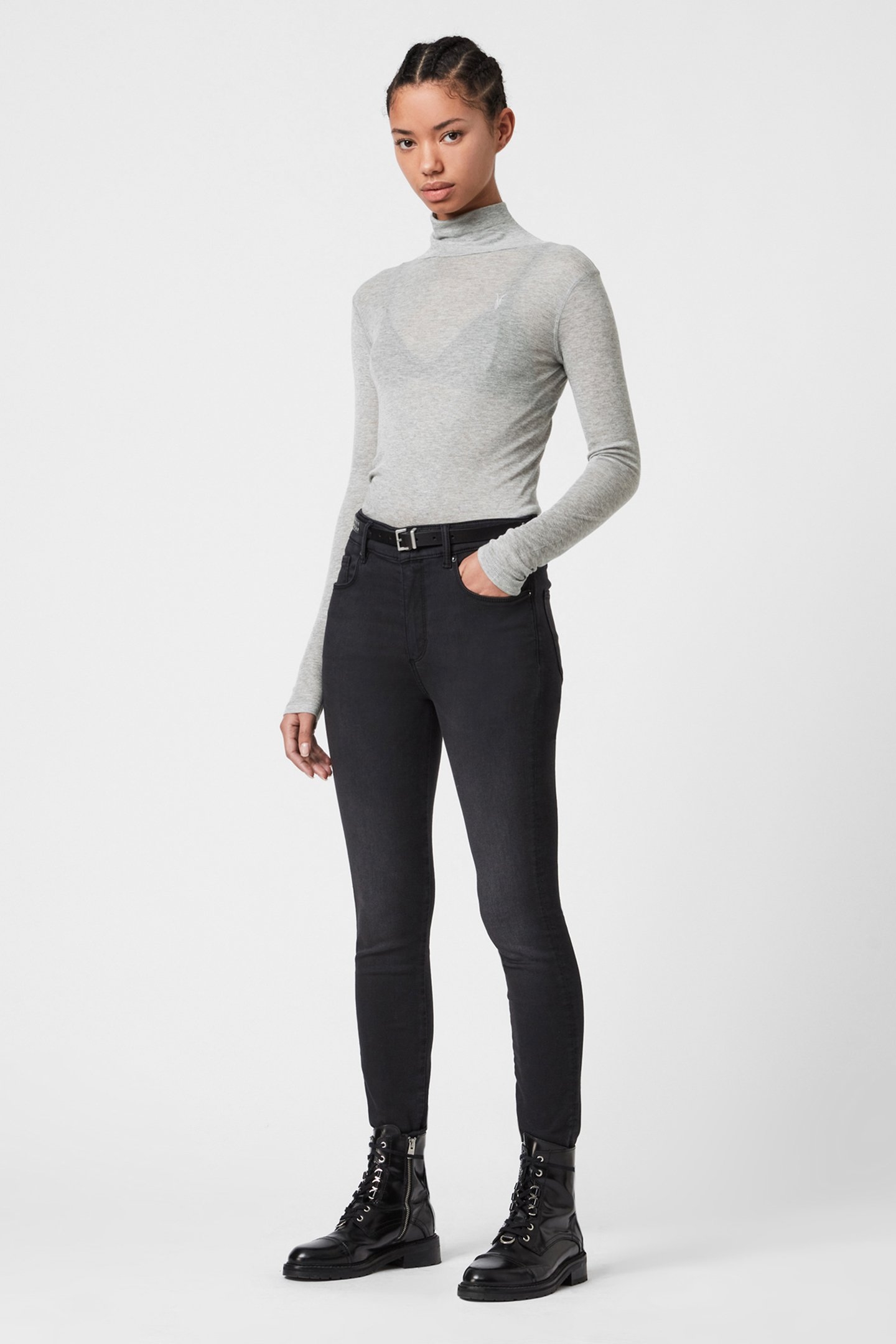 FRANCESCO ROLL NECK GREY MARL 2