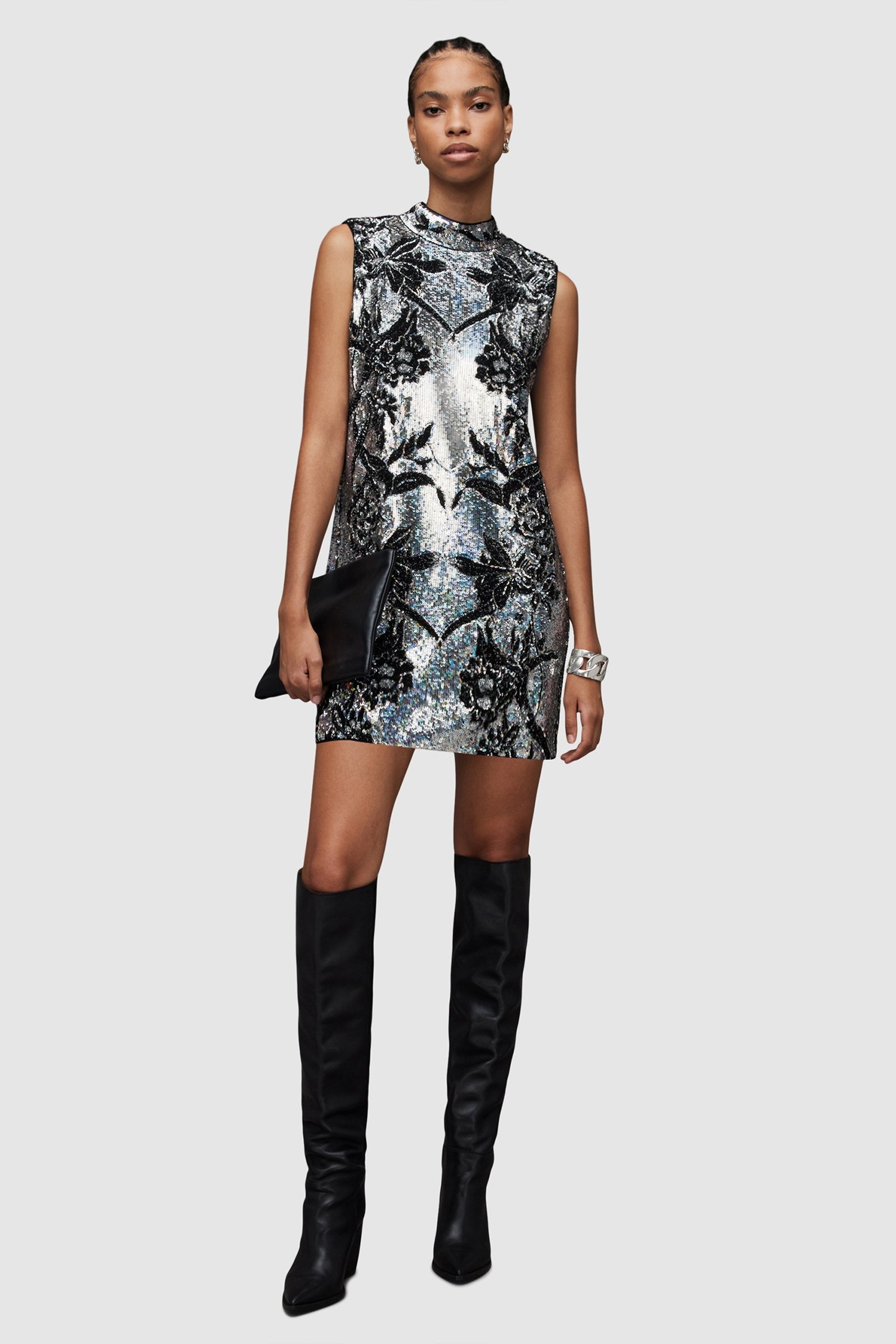 HARPER EMB MINI DRES SILVER 6