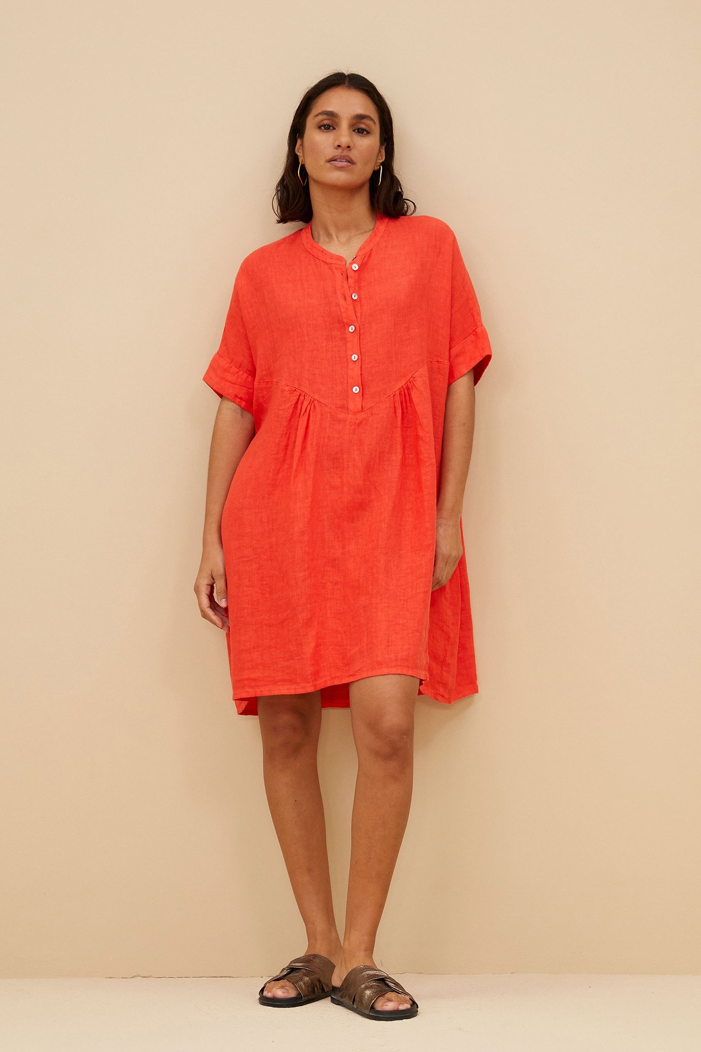 TAIS LINEN DRESS POPPY RED 5