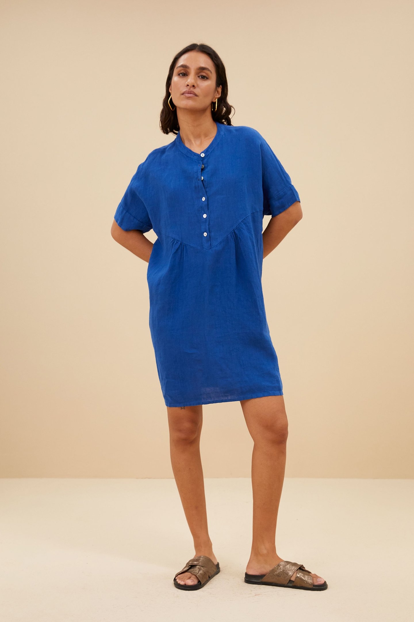 TAIS LINEN DRESS KINGSBLUE 2