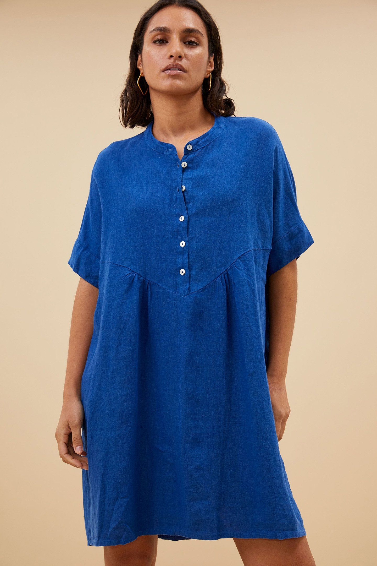 TAIS LINEN DRESS KINGSBLUE 1