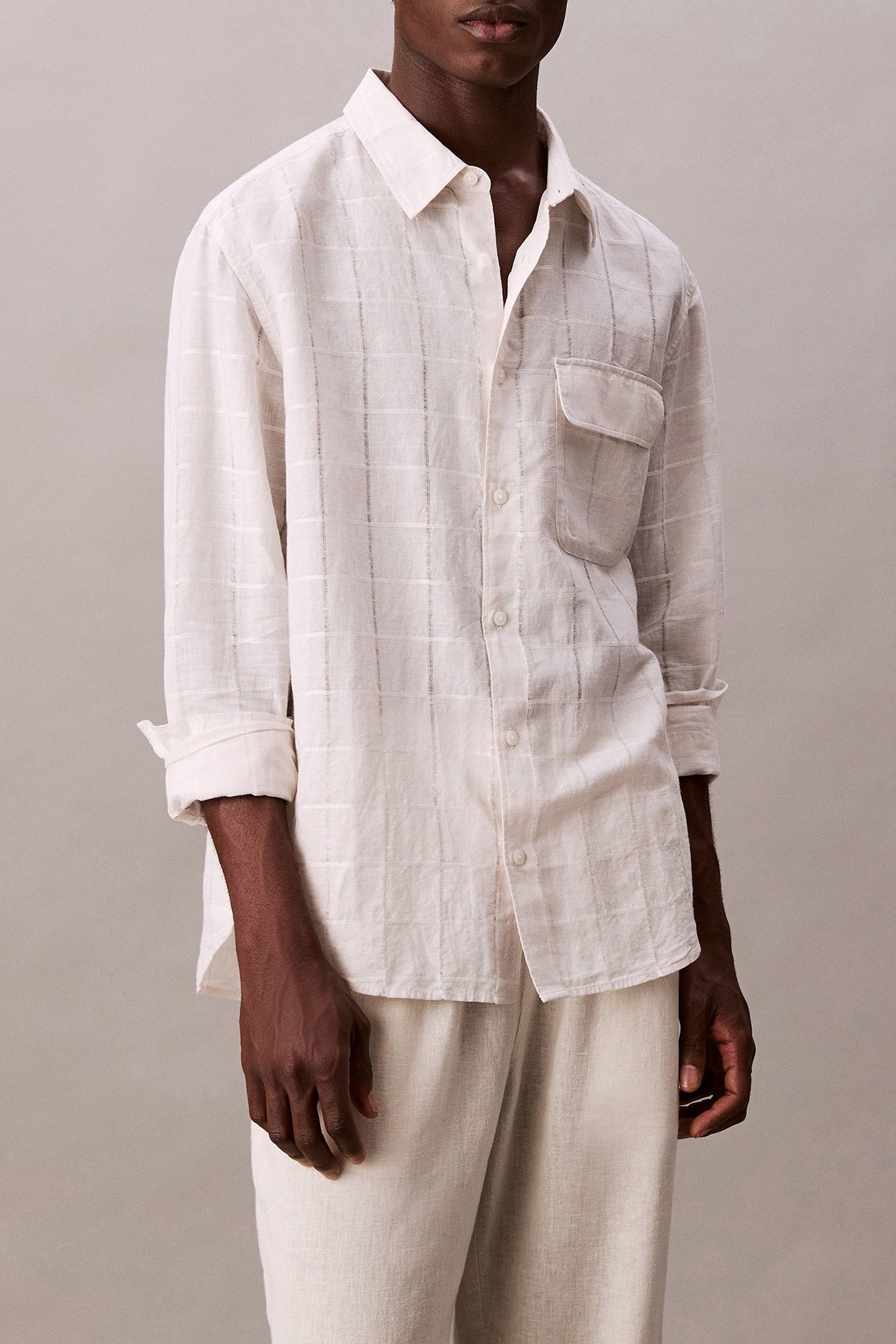 LS LINEN WINDOWPANE BRILLIANT WHITE 1