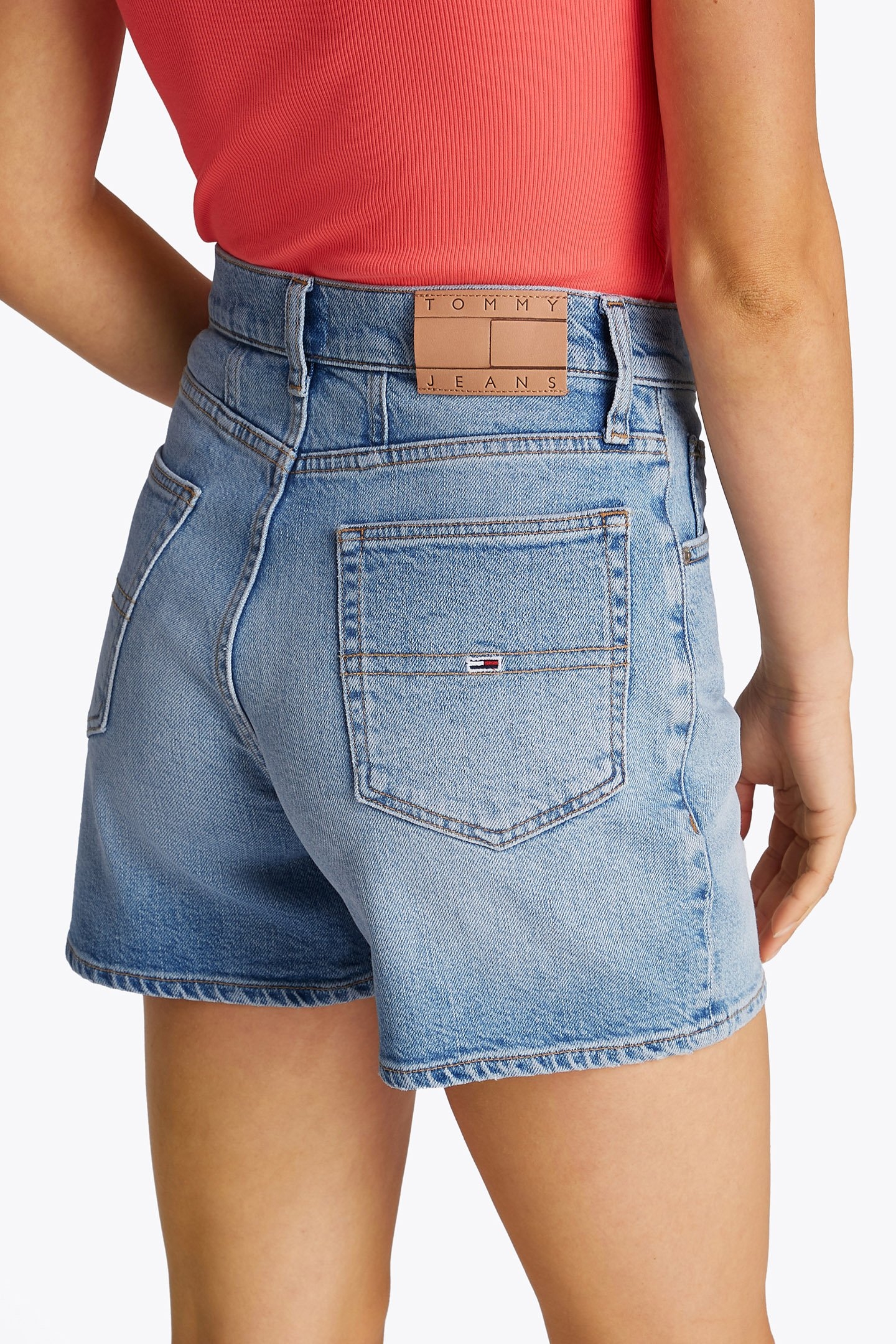 MOM HIGH-WAISTED SKINNY FIT SHORTS BLUE 2