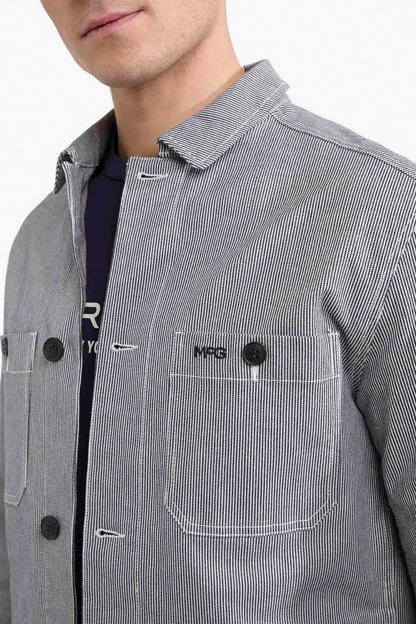 COTTON STRIPED SHIRT JACKET NAVY 6