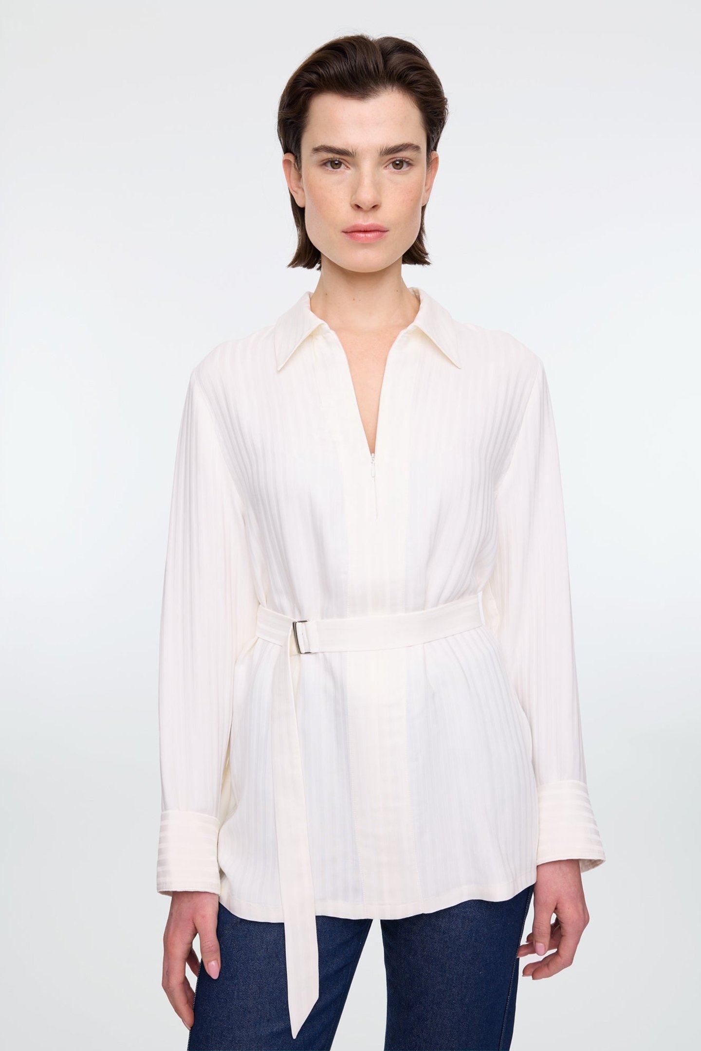 JACQUARD STRIPE BLOUSE MARSHMALLOW 1