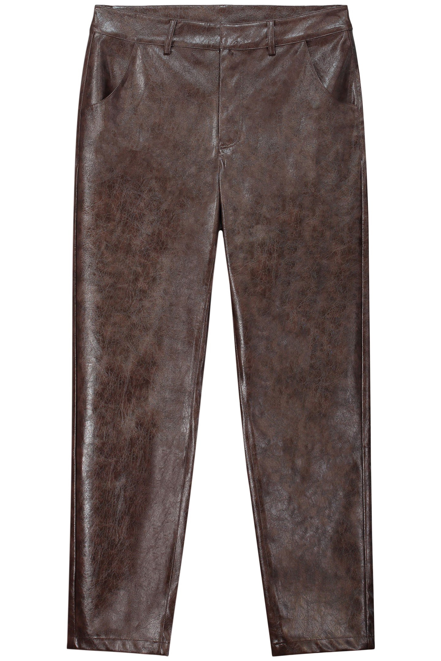 PANTS - FAUX LEATHER BROWN 3