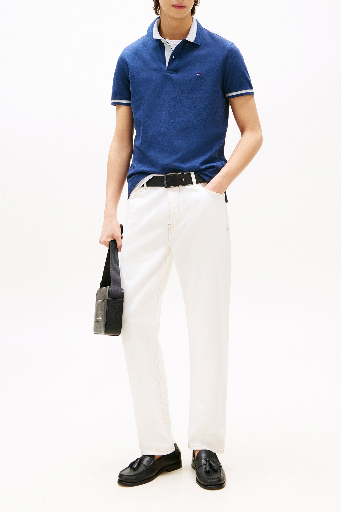 CONTRAST COLLAR BLOCK PREPPY NAVY HEATHER 2