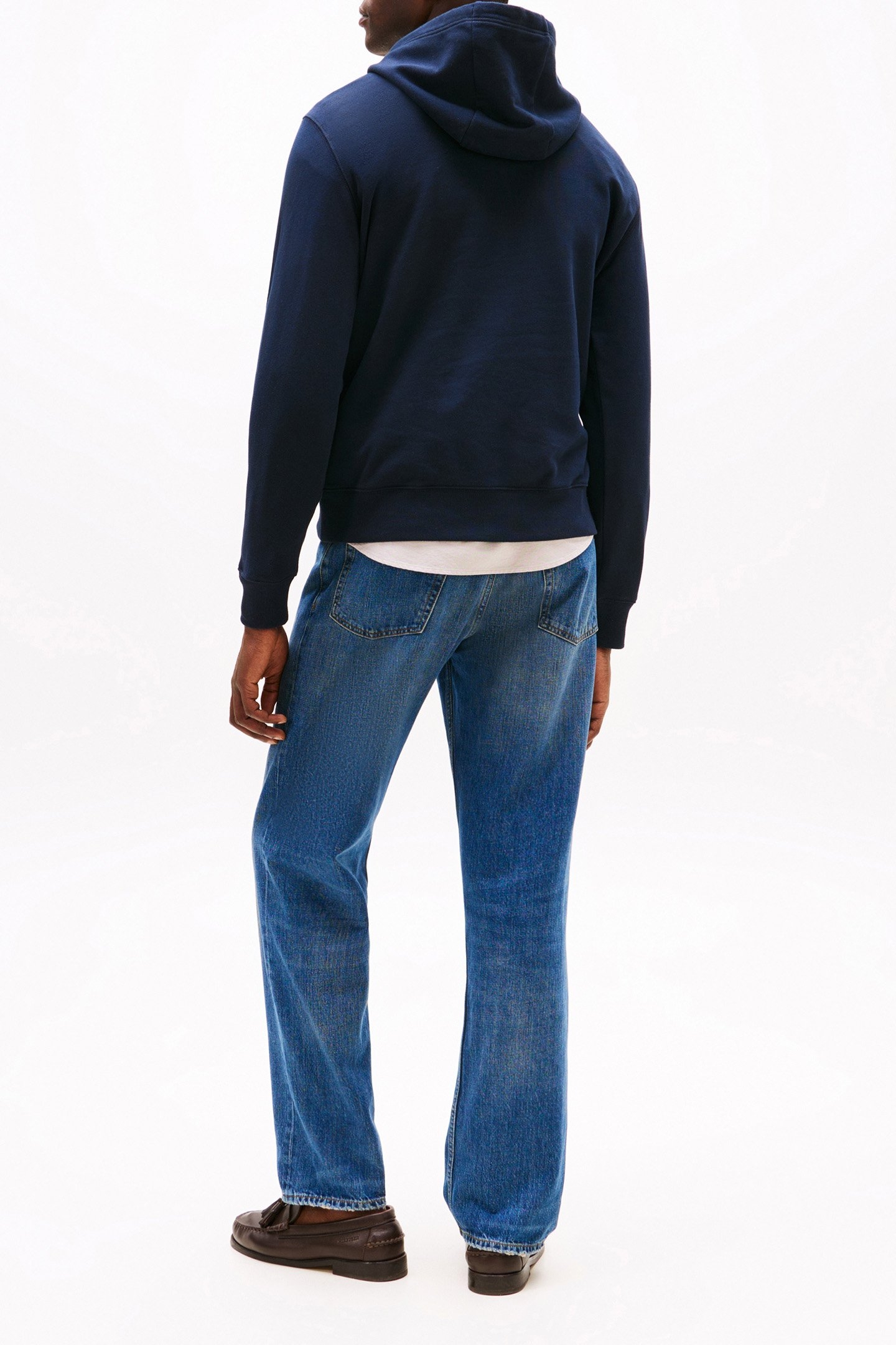 OUTLINE FLAG SCRIPT LARGE FIT HOODIE BLUE 3