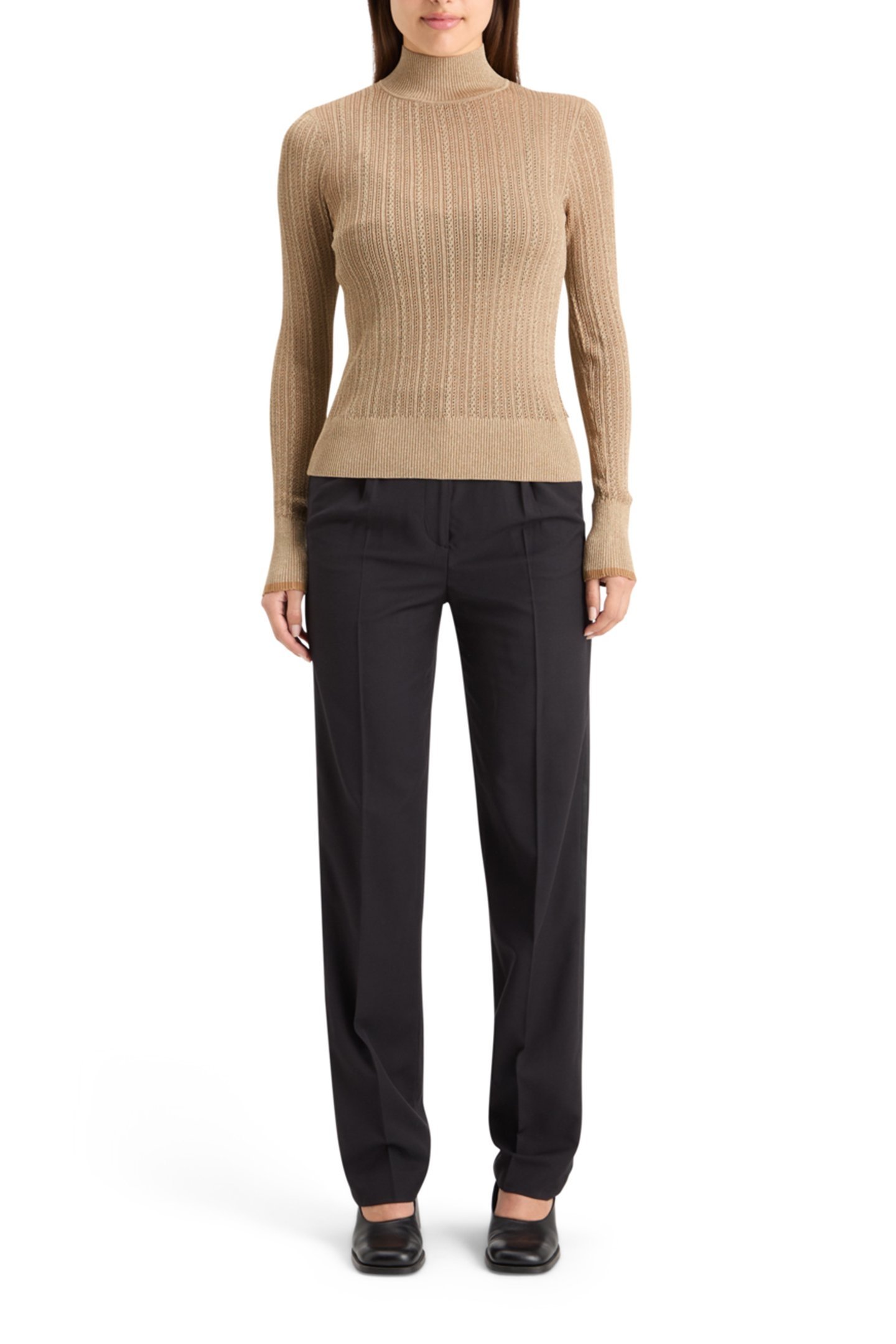 METALLIC POINTELLE FITTED PULLOVER GOLD 3