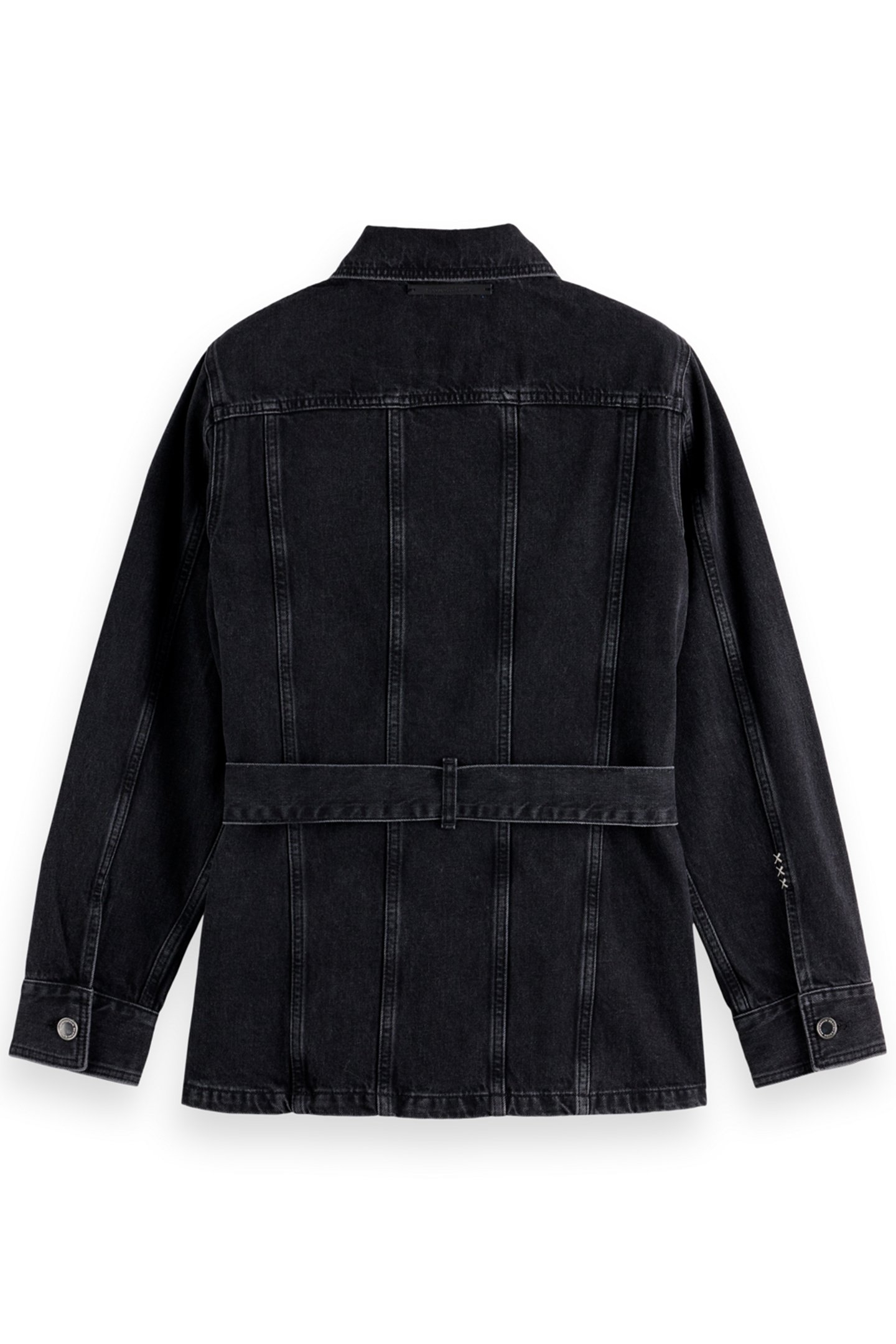 WORKED OUT BLACK CARGO DENIM JACKET WITH BELT CITY BUZZ 2