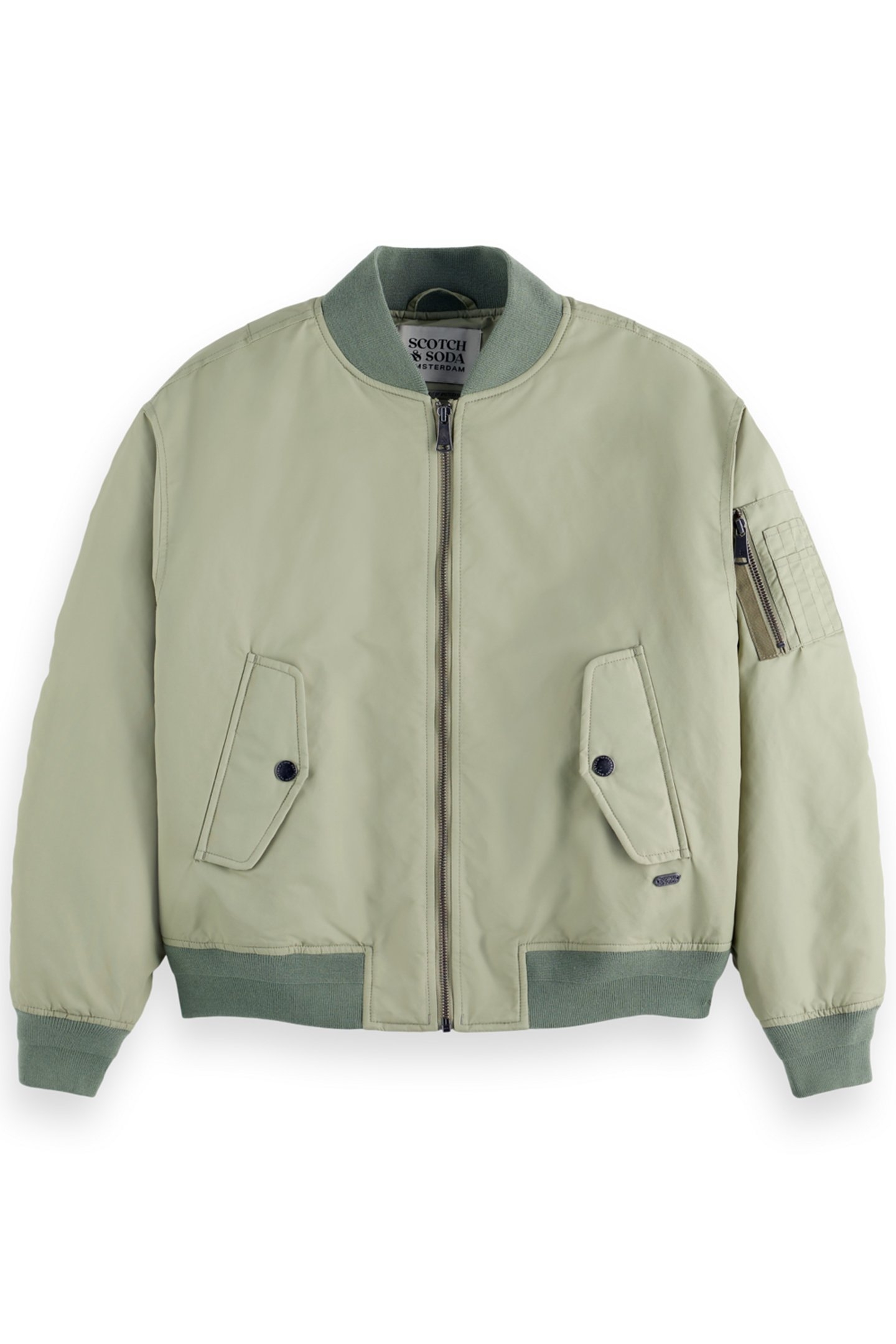 TECHNICAL NYLON BOMBER SAGE 1