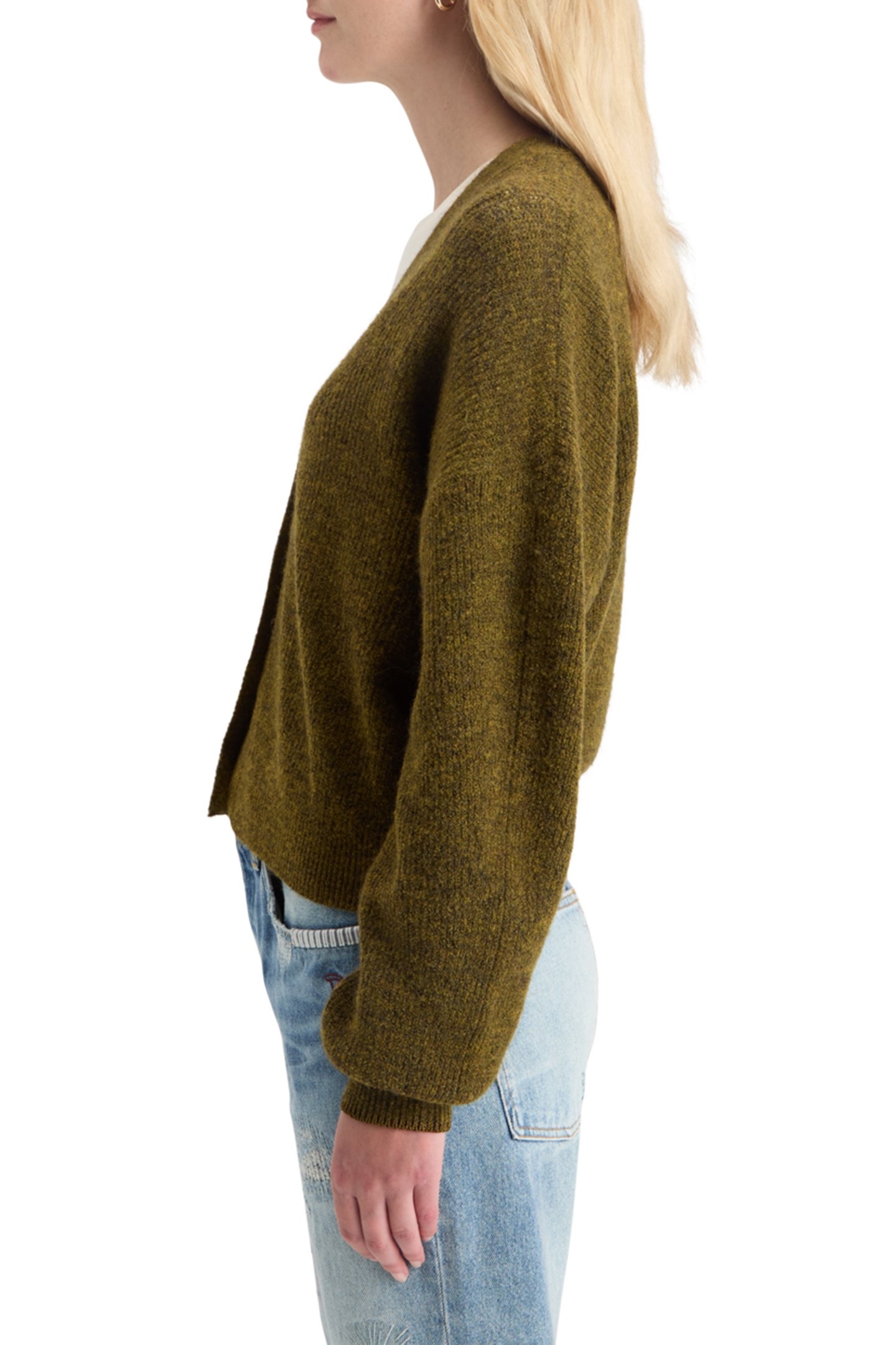 FUZZY RELAXED CARDIGAN OLIVE MELANGE 6