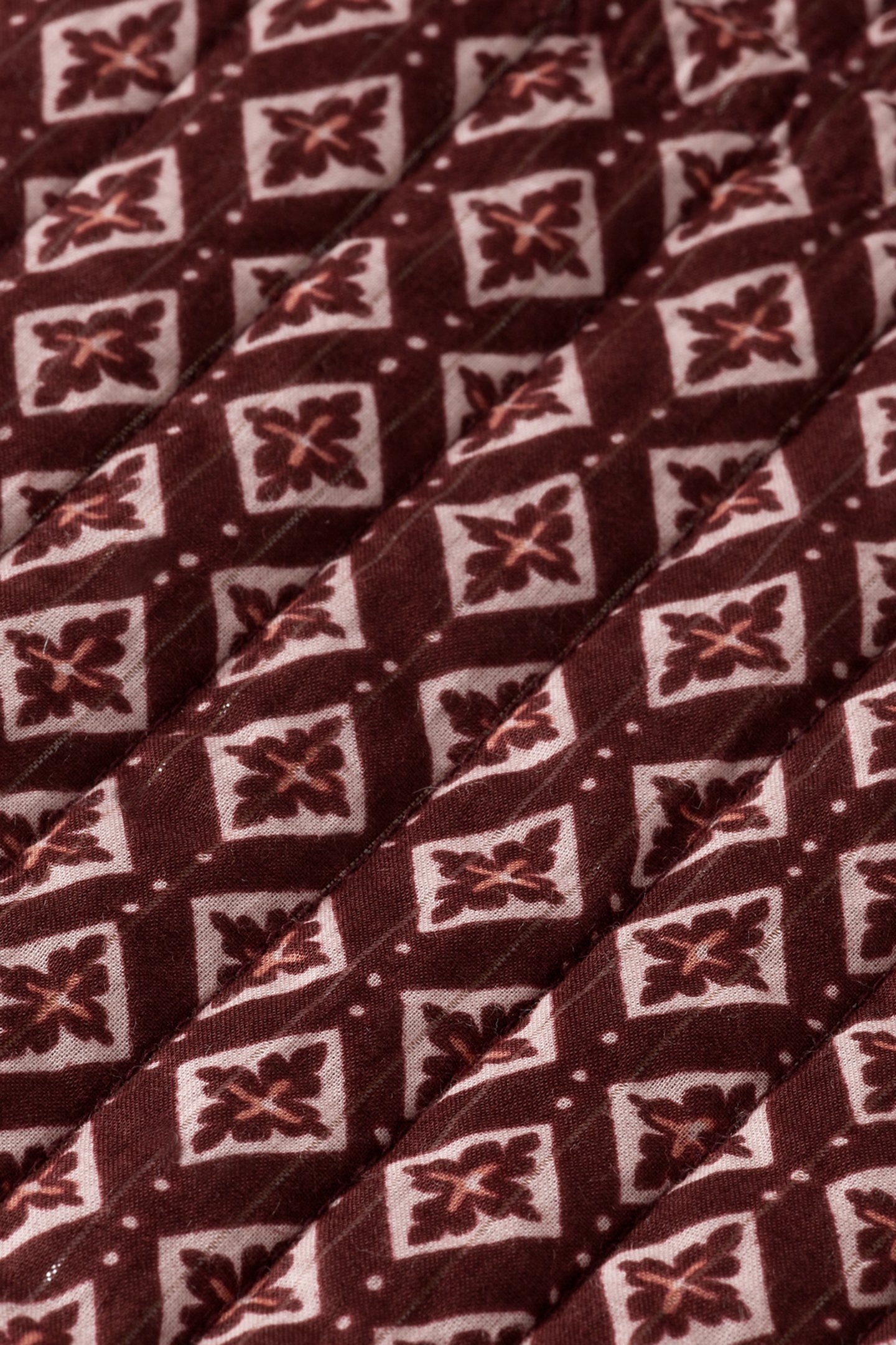 BLOCK PRINT GILET GEO FLOWER BORDEAUX 4