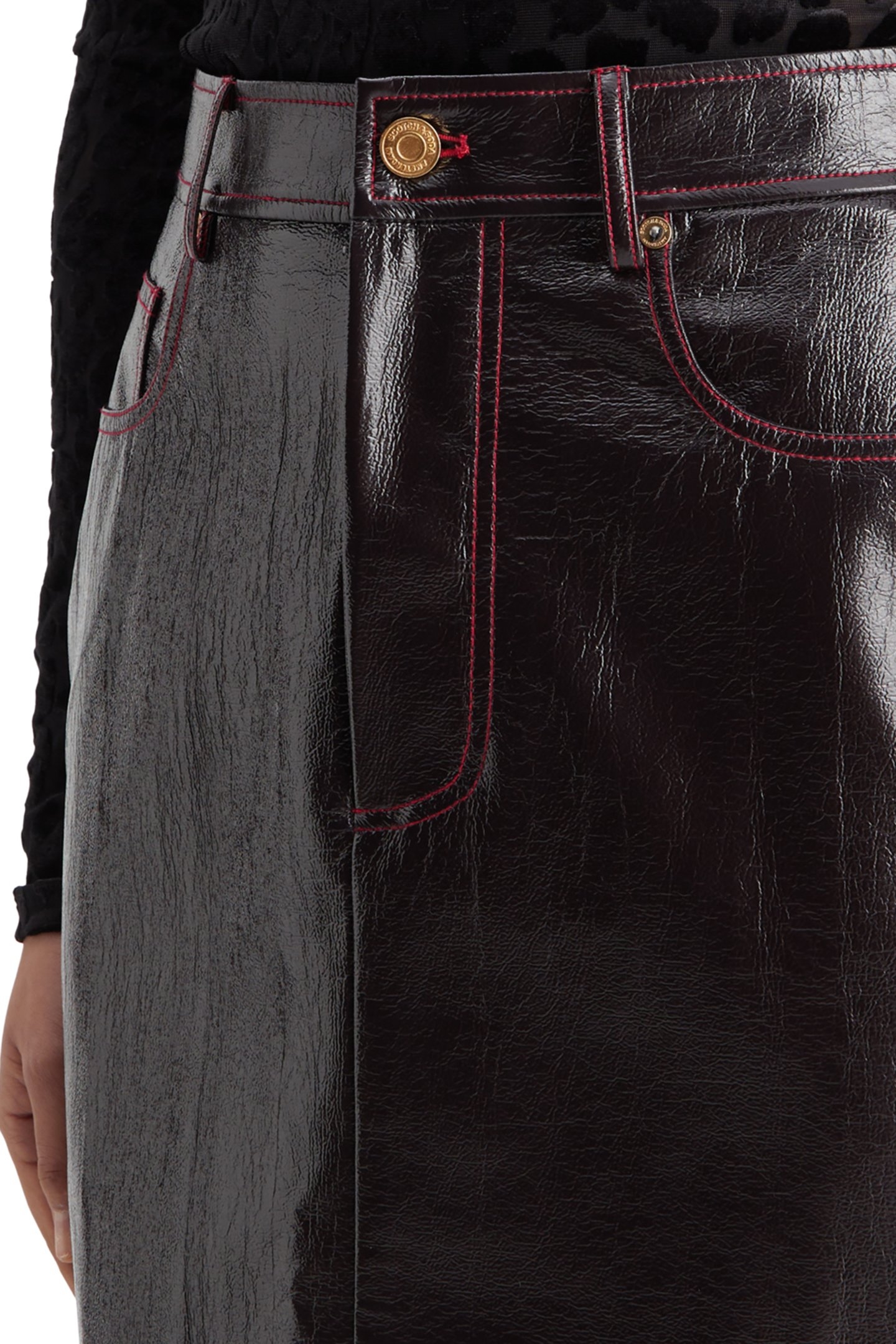 FAUX LEATHER MINI SKIRT WINE 7