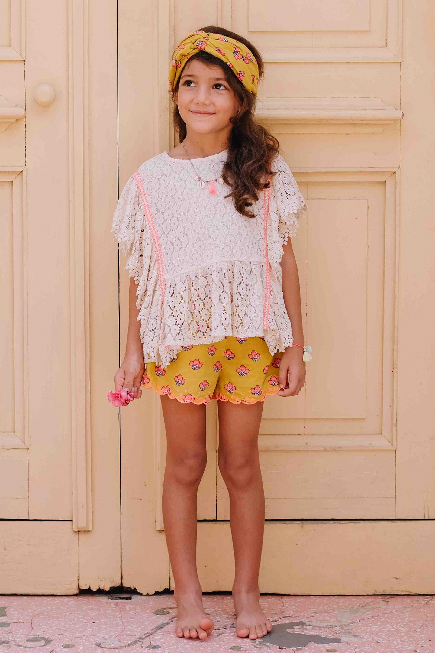 TOP PAOLA CREAM FLOWER LACE 1