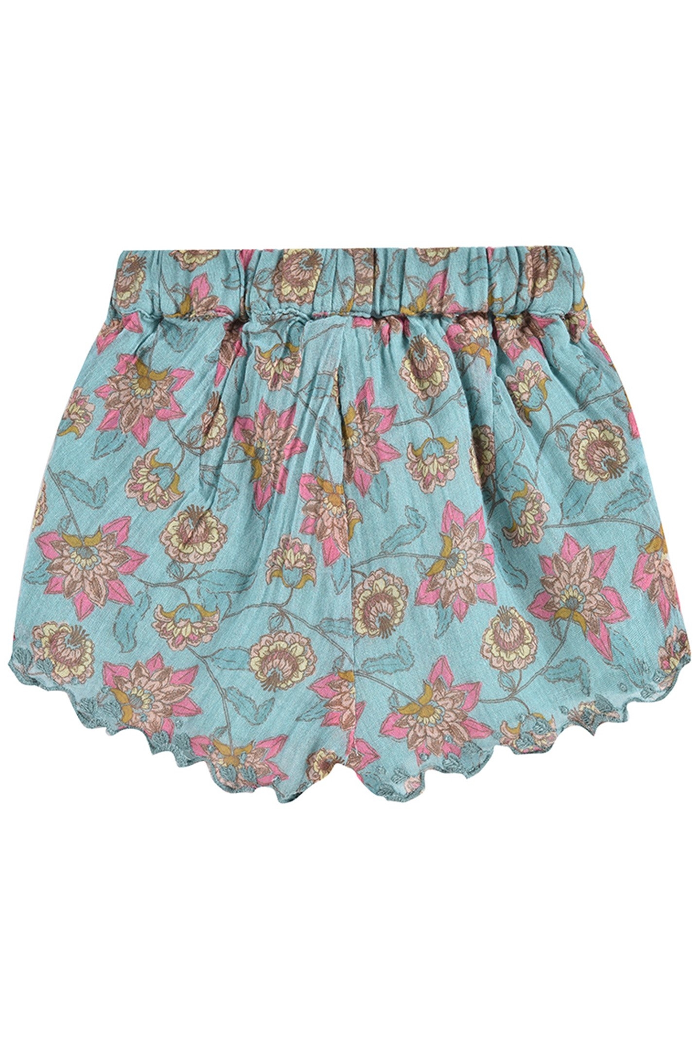 SHORTS VALLALOID TURQUOISE FLOWERS 3