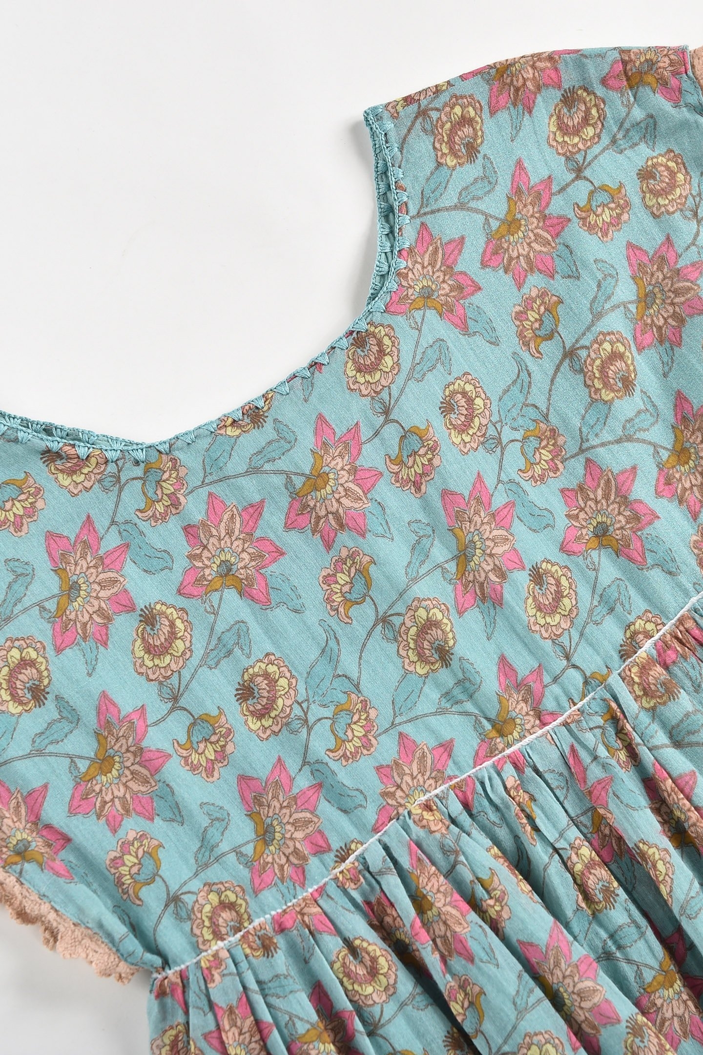 DRESS TAPALPA TURQUOISE FLOWERS 5