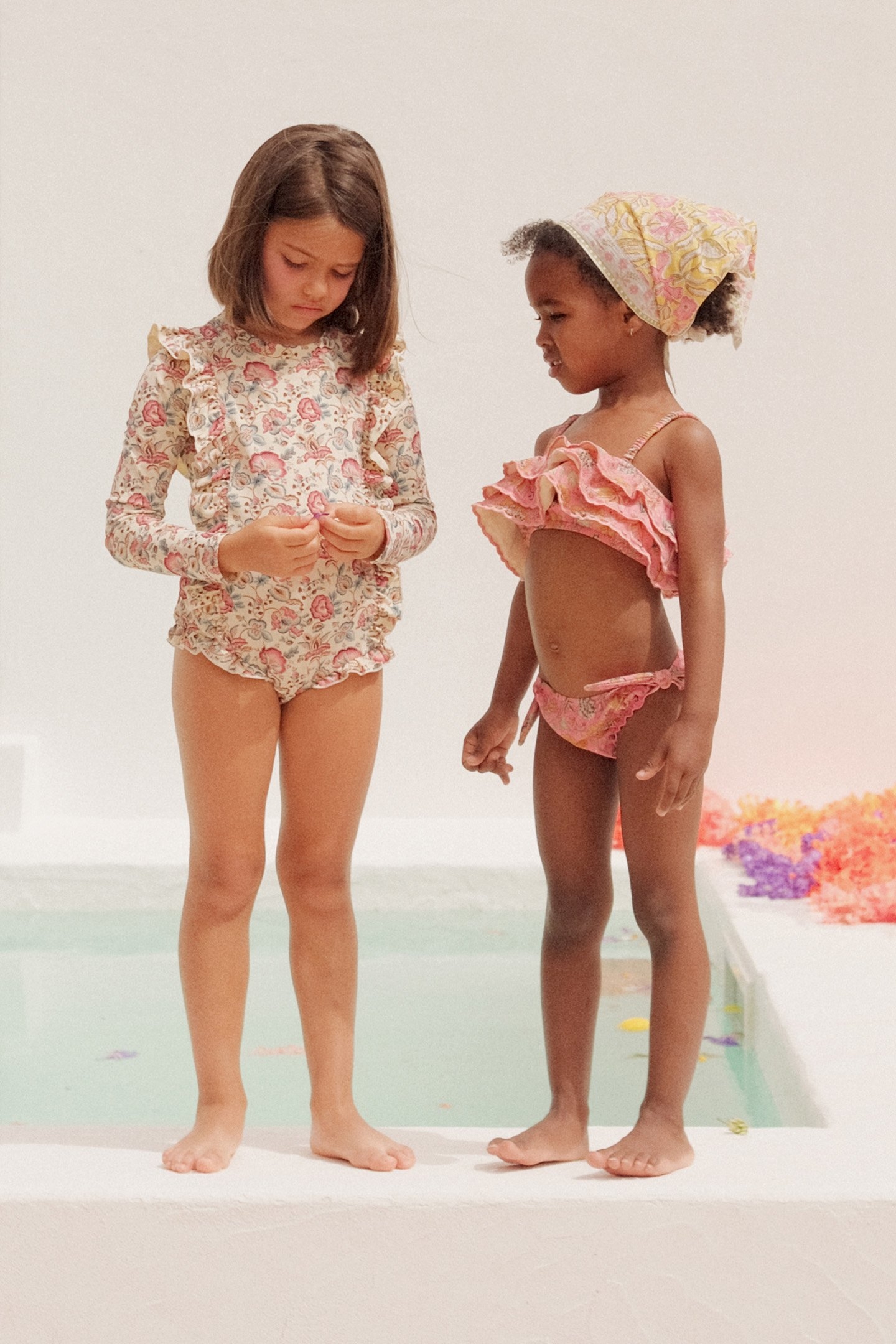 BATHING SUIT AURELIE CREAM INDIAN FLOWERS 4