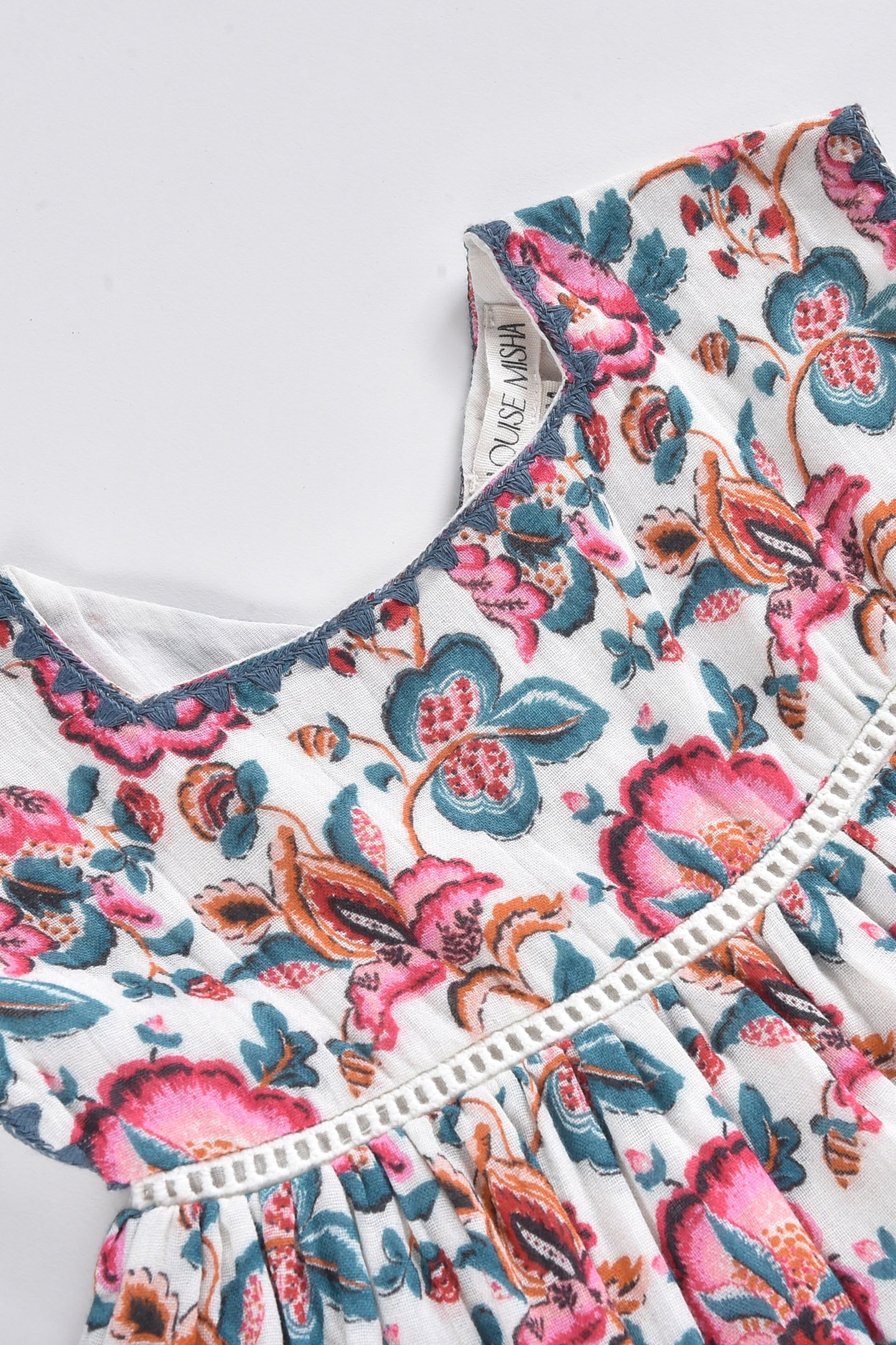 DRESS TAPALPA CREAM INDIAN FLOWERS 4