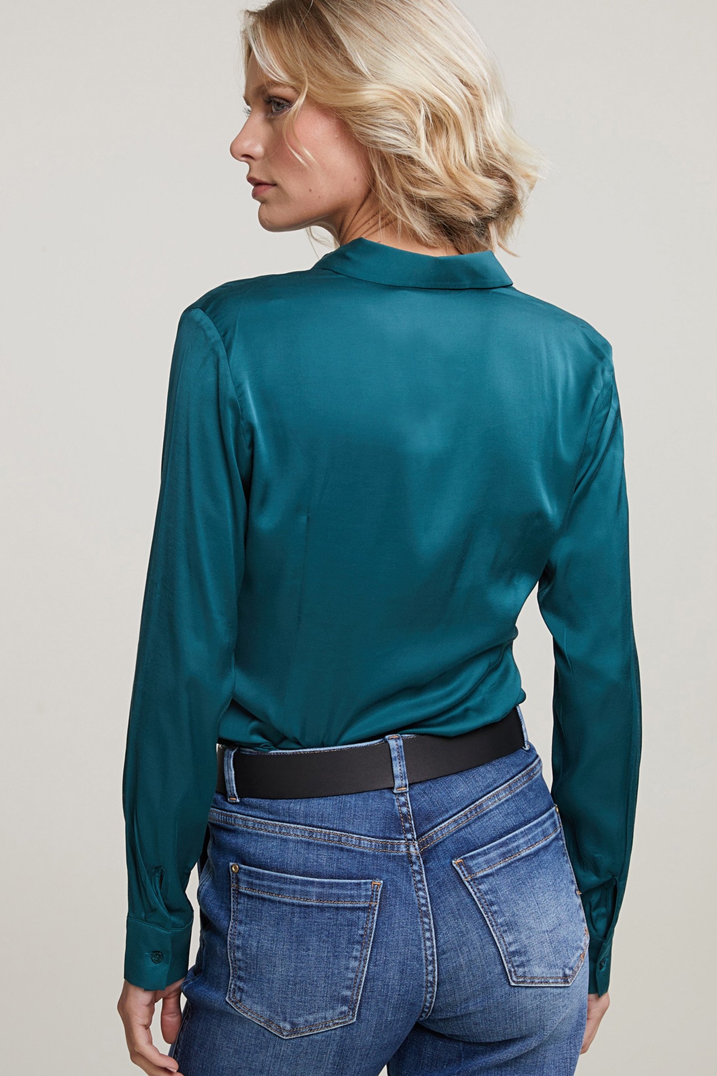 BLUE/GREEN CLASSIC BUTTONED BLOUSE 2